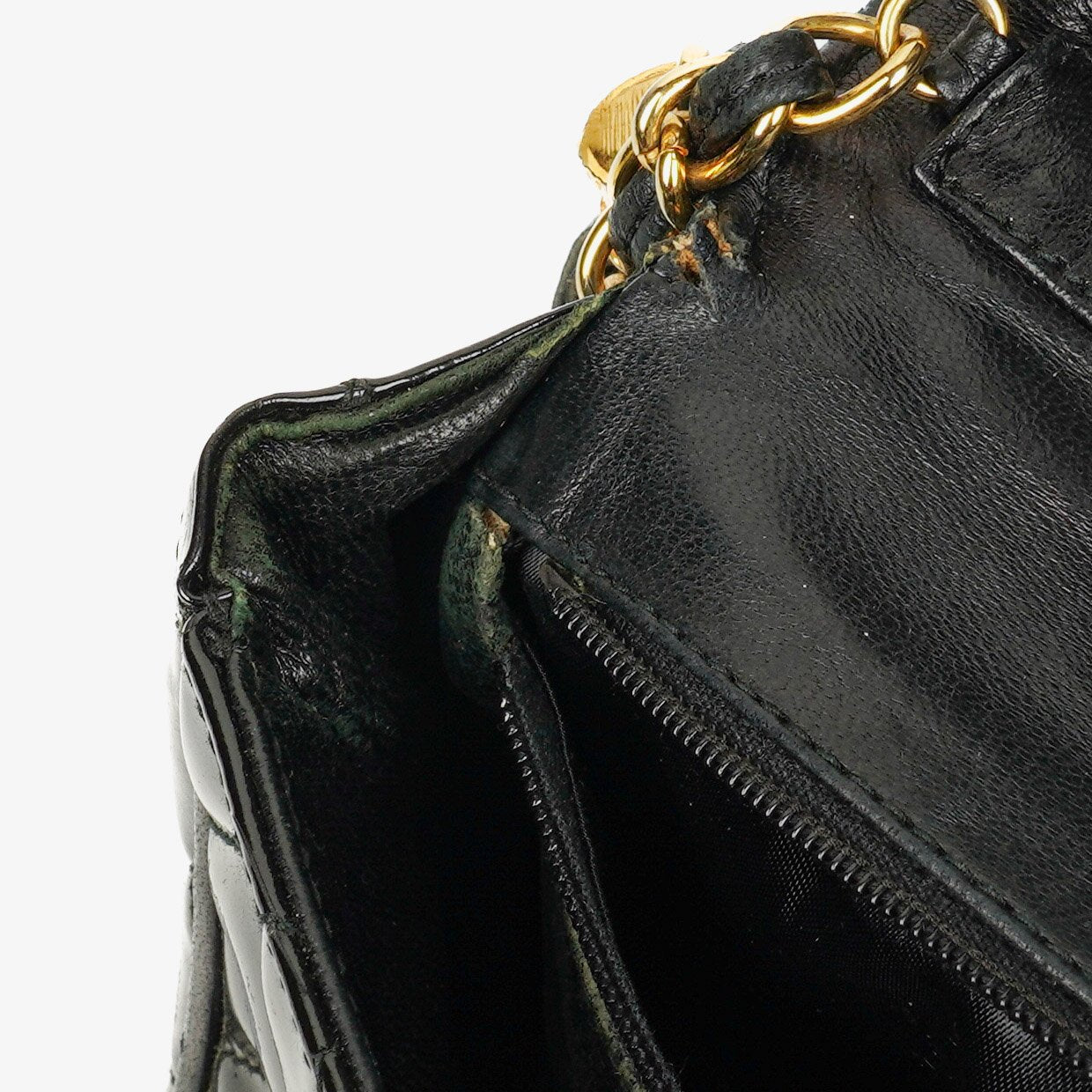 Chanel Small Black Patent Leather Full Flap Bag