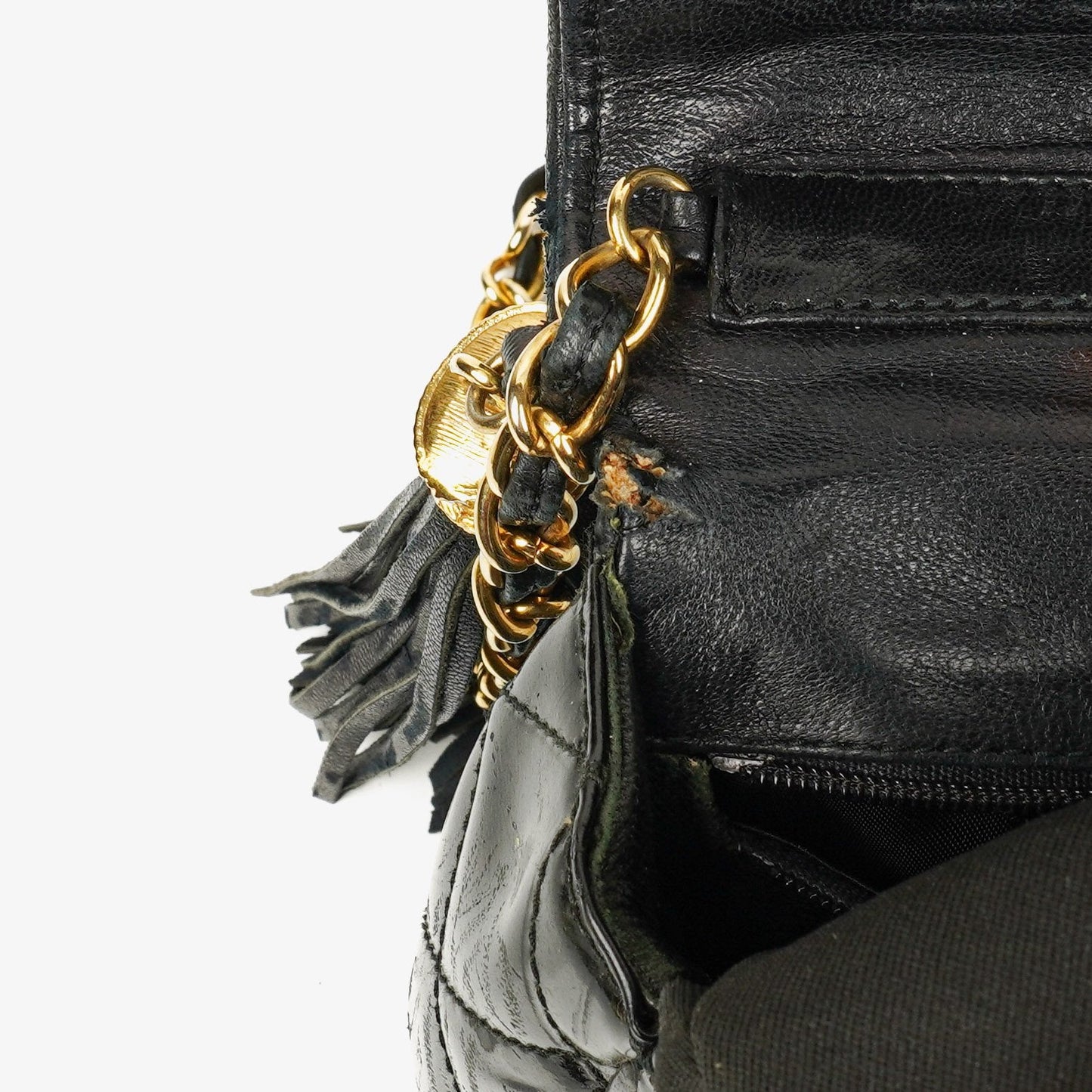 Chanel Small Black Patent Leather Full Flap Bag