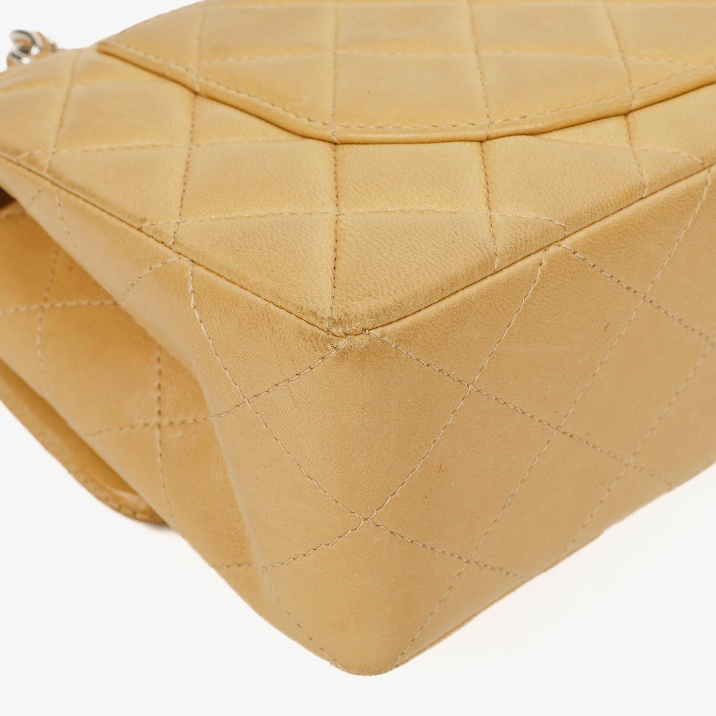 Chanel Small Clasic Double Flap Beige Quilted Lambskin With Silver-tone Hardware