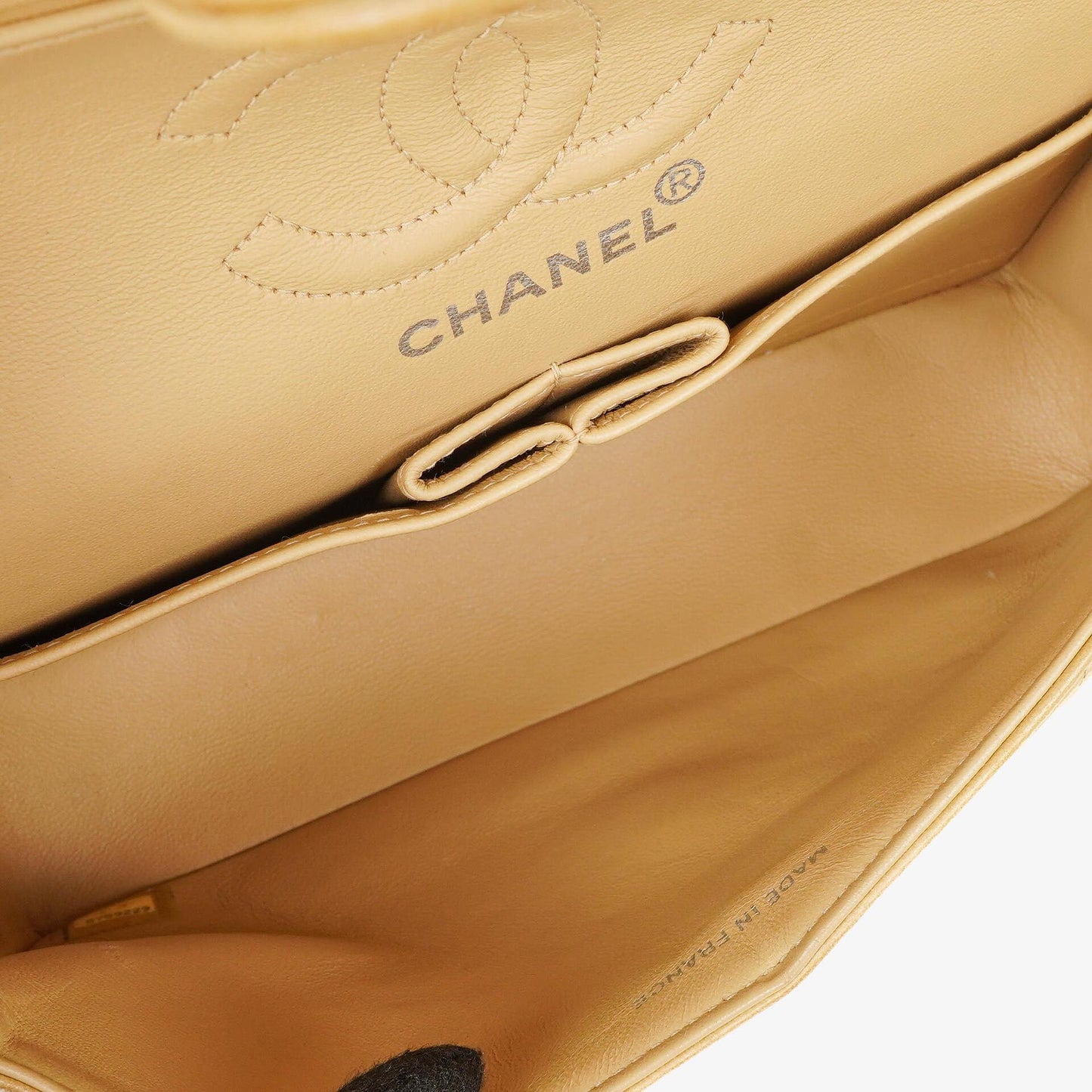Chanel Small Clasic Double Flap Beige Quilted Lambskin With Silver-tone Hardware
