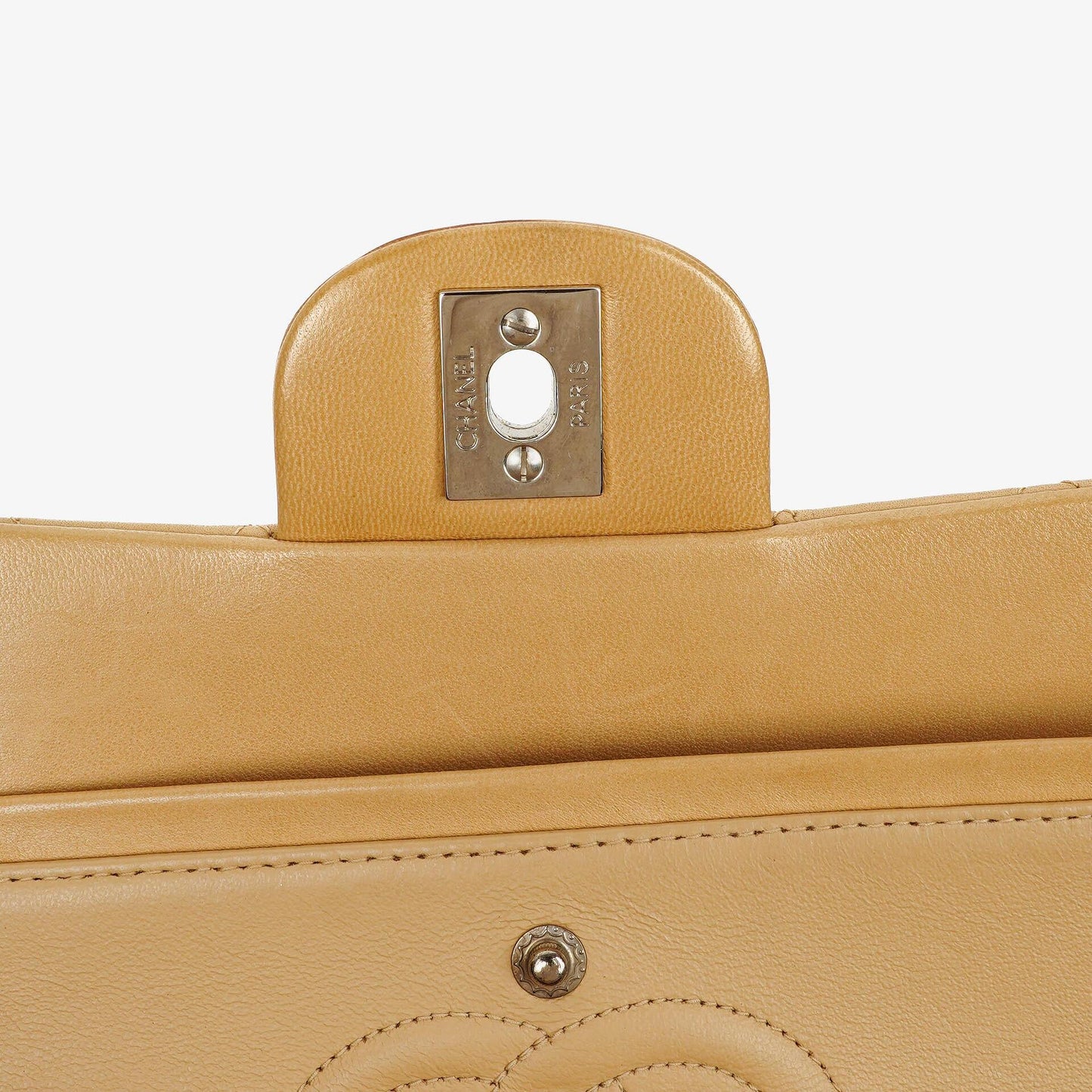 Chanel Small Clasic Double Flap Beige Quilted Lambskin With Silver-tone Hardware