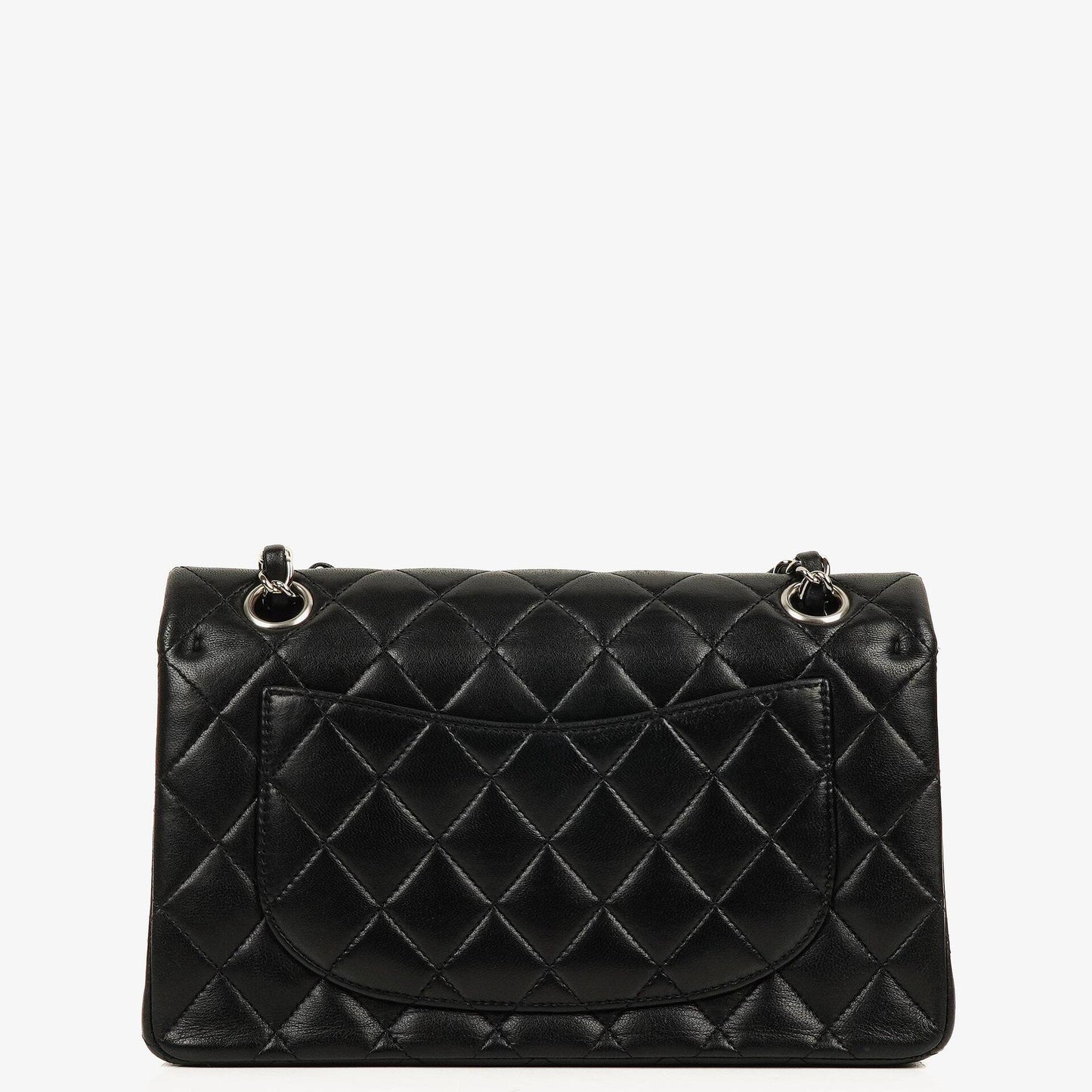 Chanel Small Classic Black Quilted Lambskin Double Flap Bag With Silver-Tone Hardware