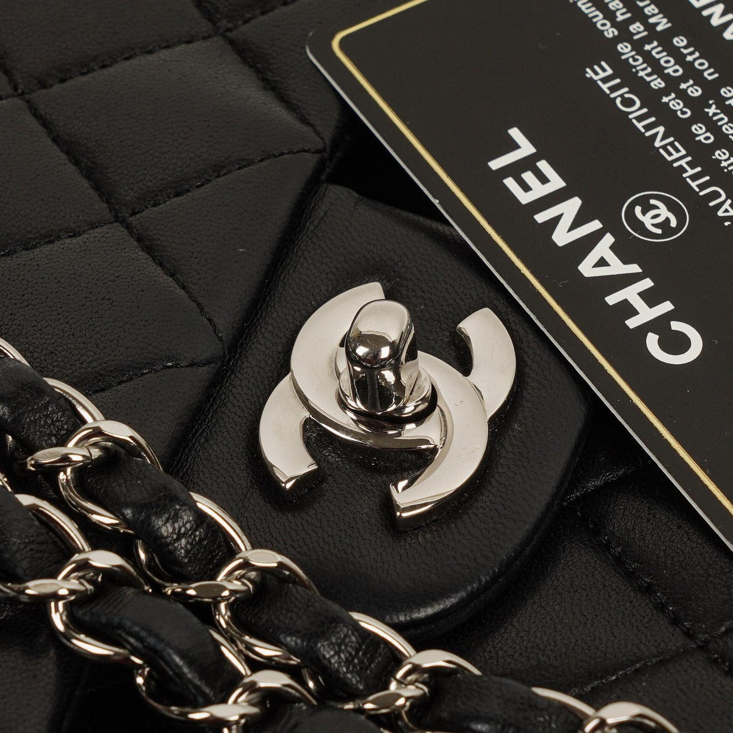 Chanel Small Classic Black Quilted Lambskin Double Flap Bag With Silver-Tone Hardware