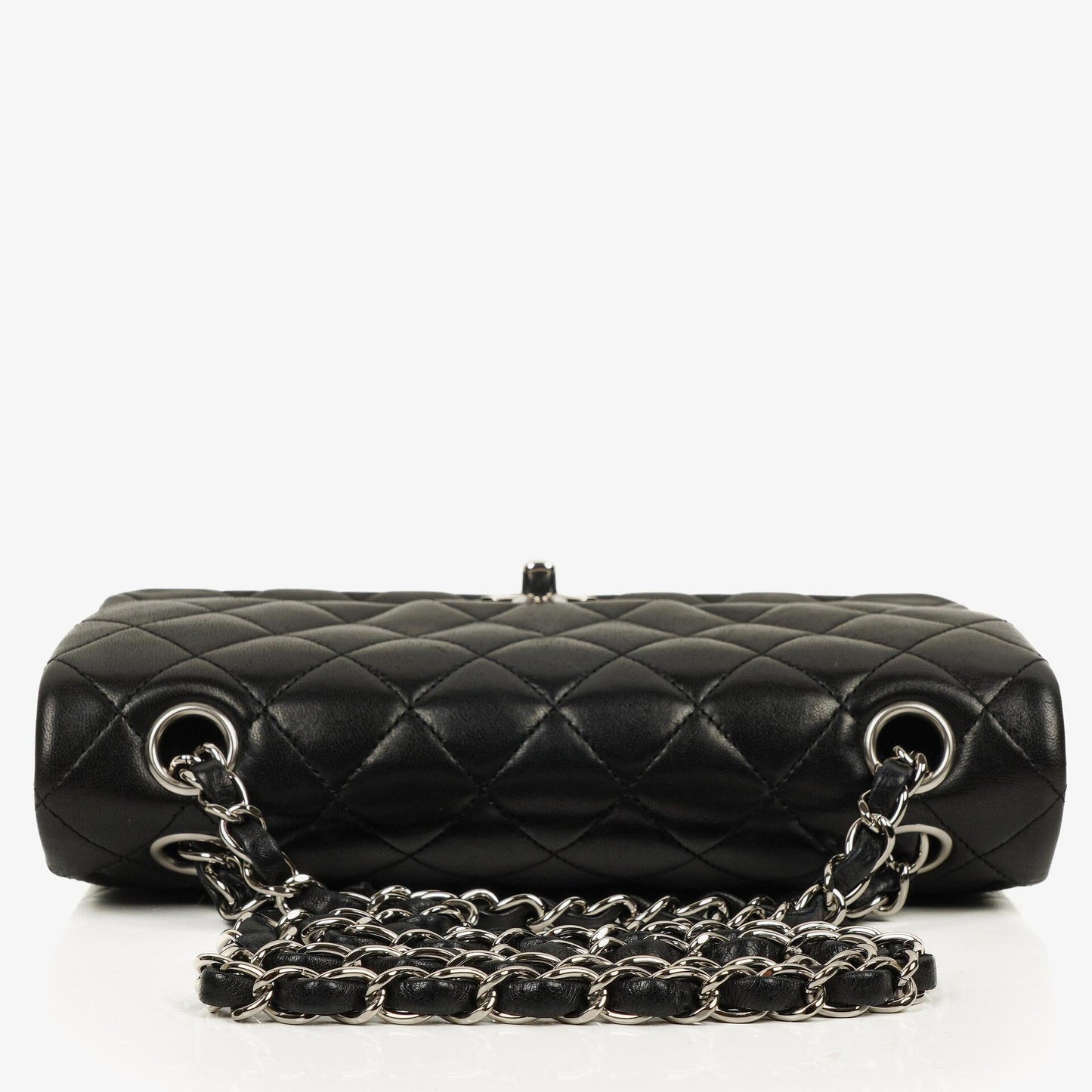 Chanel Small Classic Black Quilted Lambskin Double Flap Bag With Silver-Tone Hardware