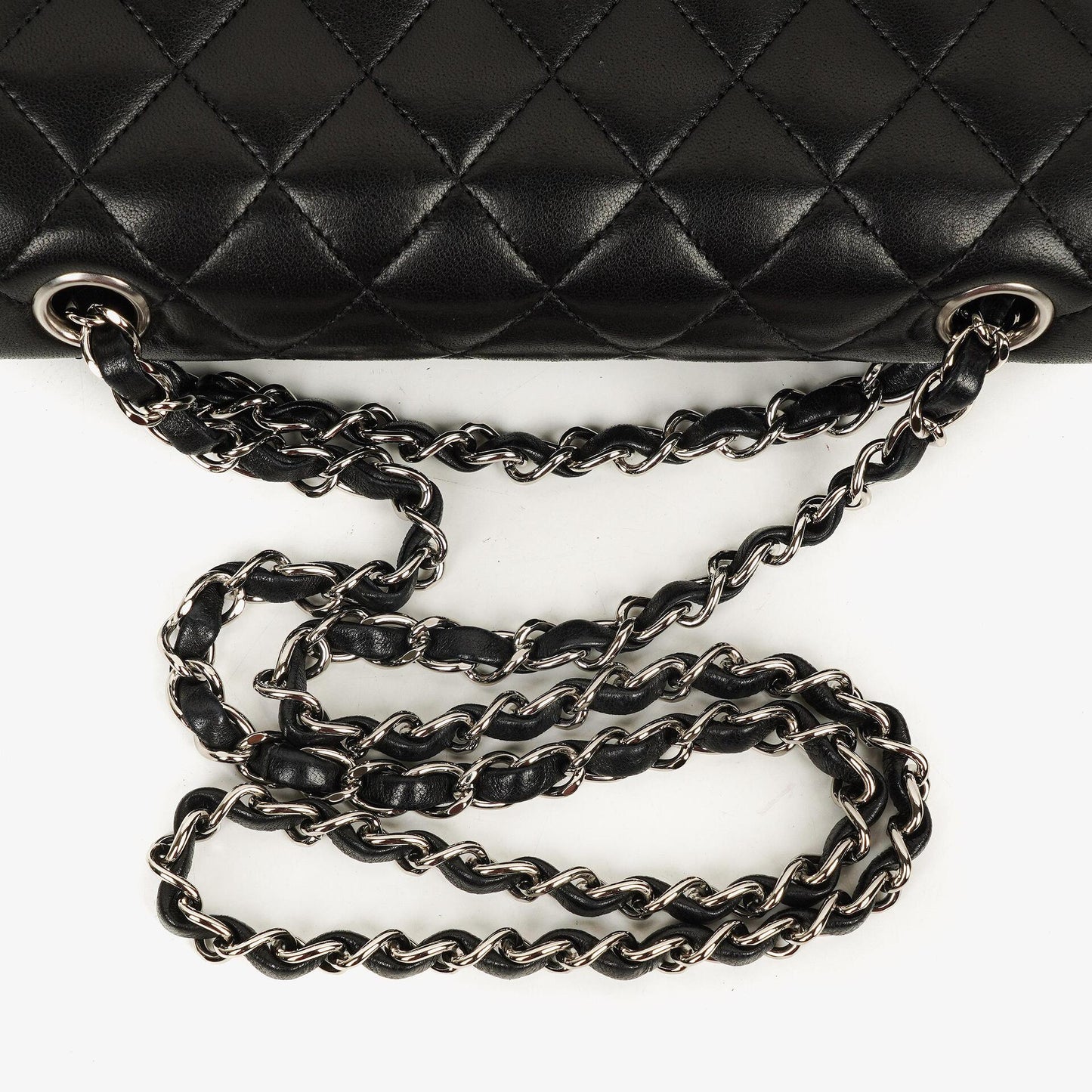Chanel Small Classic Black Quilted Lambskin Double Flap Bag With Silver-Tone Hardware