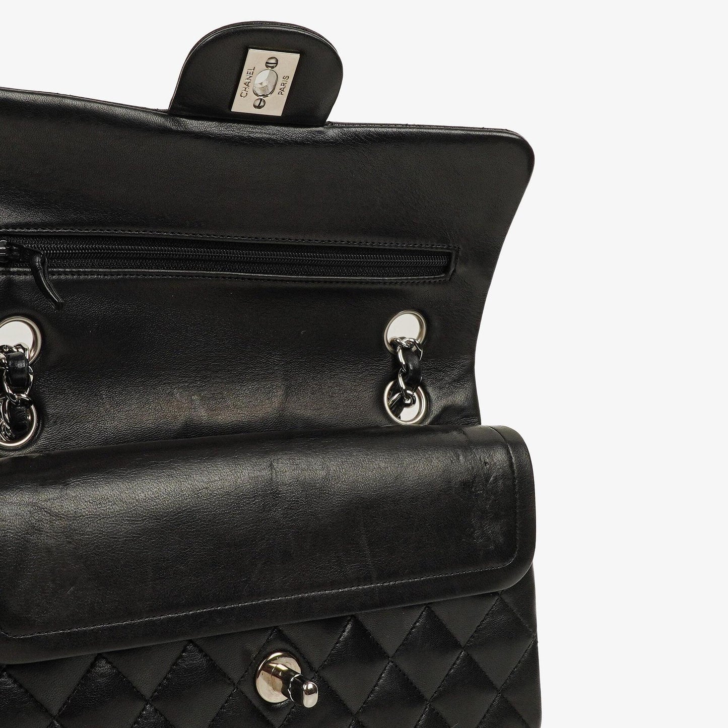 Chanel Small Classic Black Quilted Lambskin Double Flap Bag With Silver-Tone Hardware