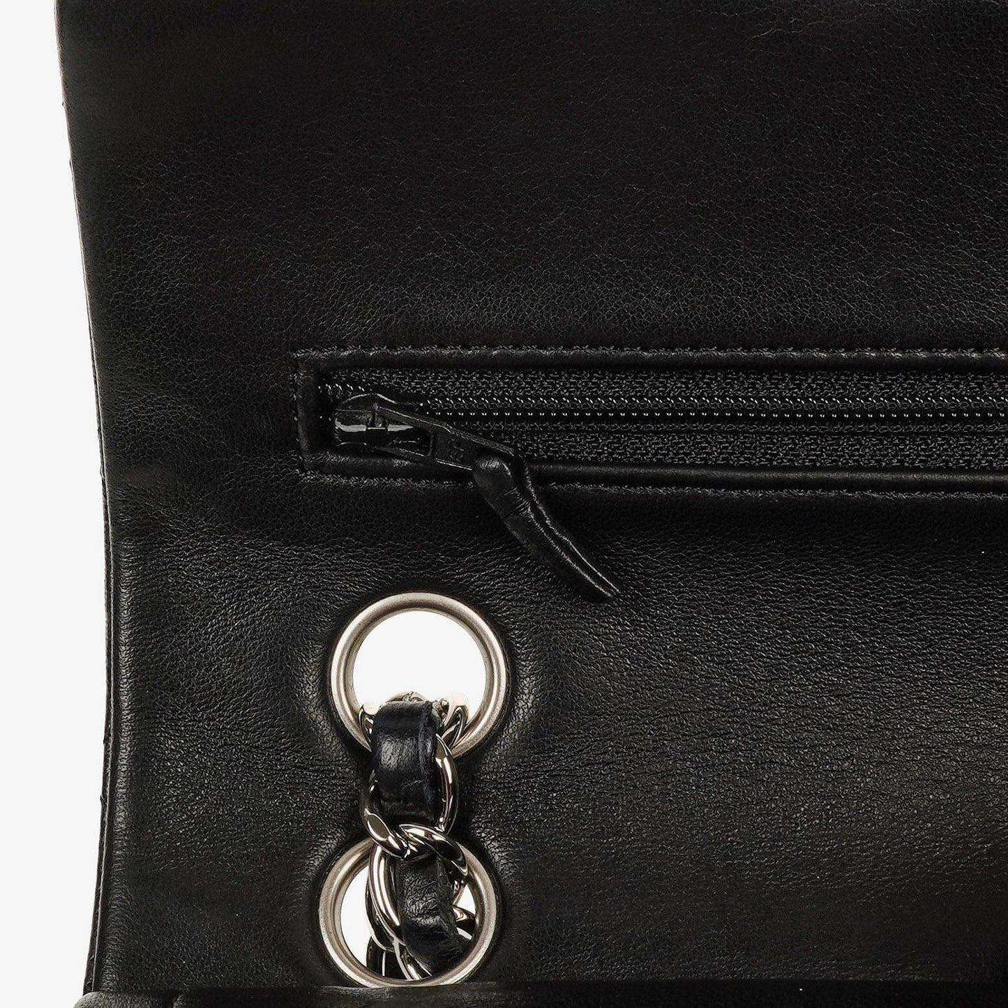 Chanel Small Classic Black Quilted Lambskin Double Flap Bag With Silver-Tone Hardware