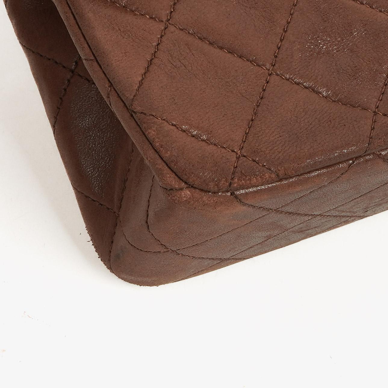 Chanel Small Classic Brown Quilted Lambskin Double Flap Bag With 24K Gold-Plated Hardware
