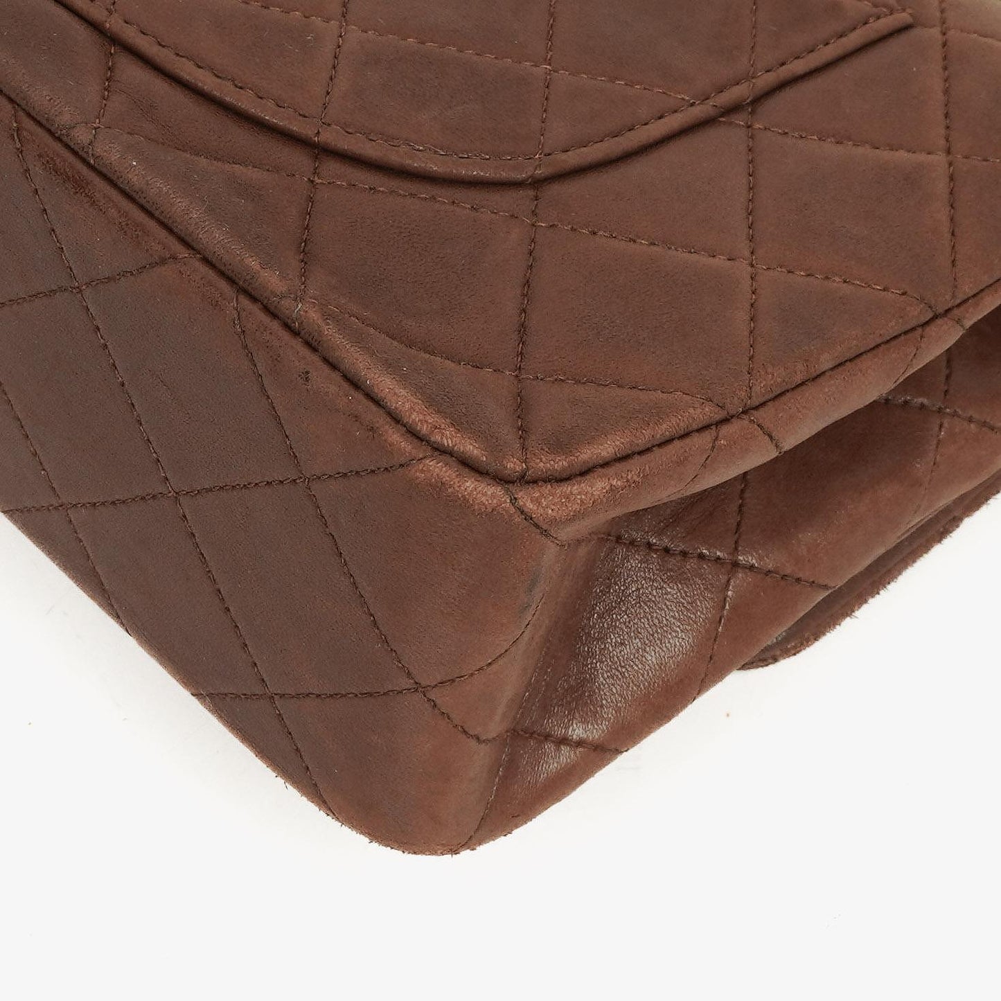 Chanel Small Classic Brown Quilted Lambskin Double Flap Bag With 24K Gold-Plated Hardware