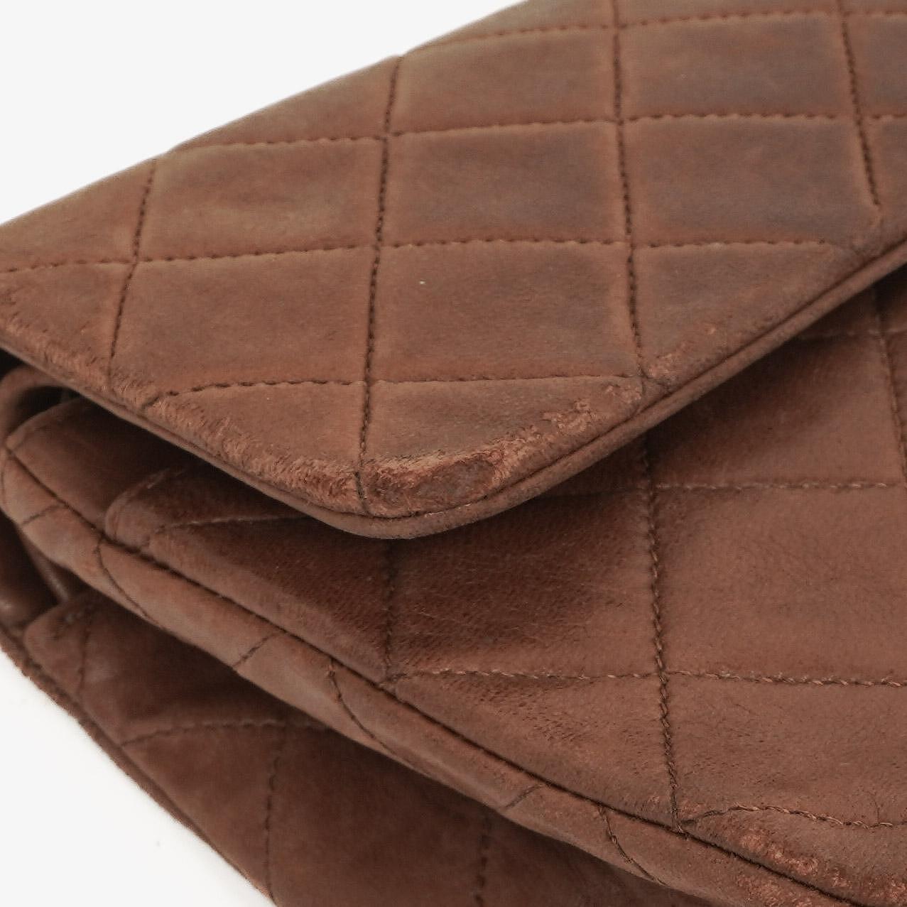 Chanel Small Classic Brown Quilted Lambskin Double Flap Bag With 24K Gold-Plated Hardware