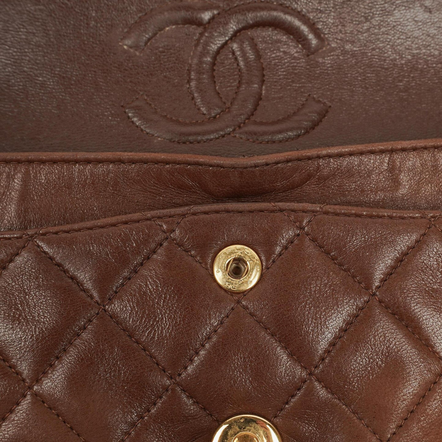 Chanel Small Classic Brown Quilted Lambskin Double Flap Bag With 24K Gold-Plated Hardware