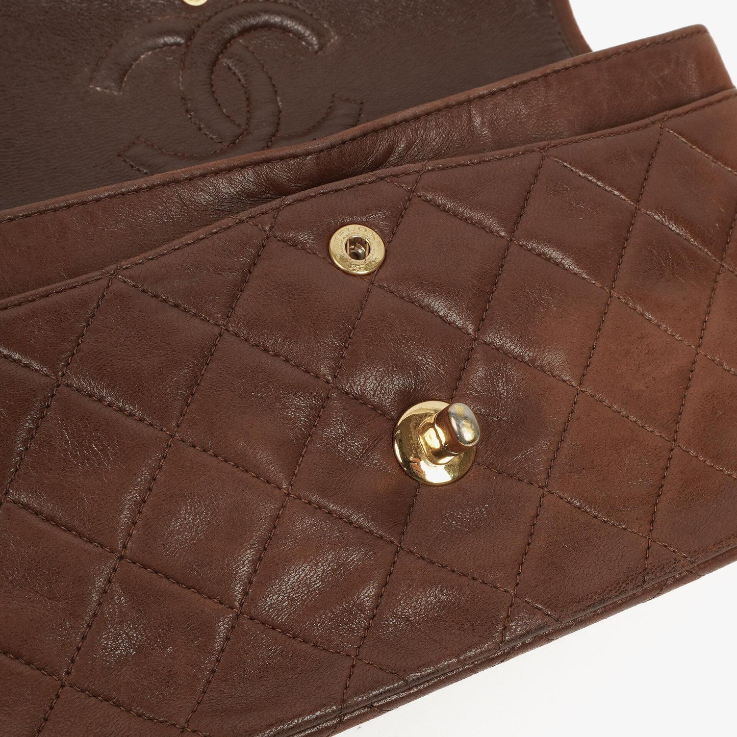 Chanel Small Classic Brown Quilted Lambskin Double Flap Bag With 24K Gold-Plated Hardware