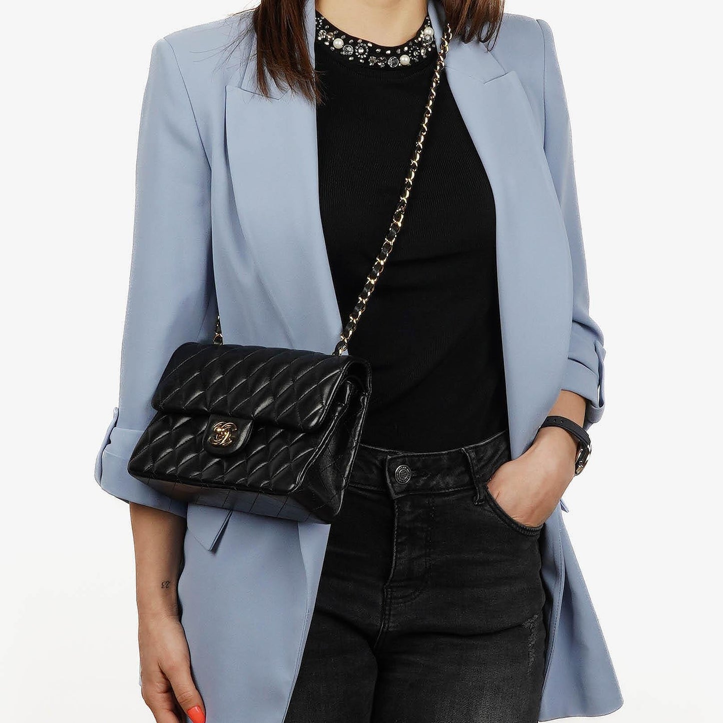 Chanel Small Classic Double Flap Bag Black Quilted Lambskin