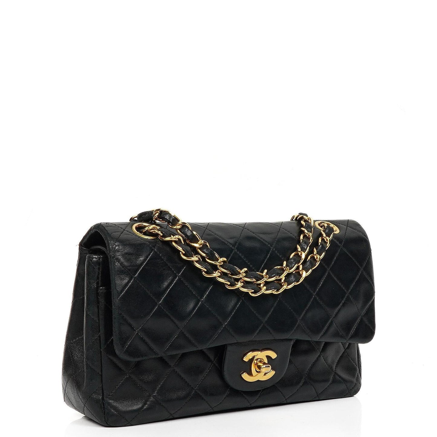 Chanel Small Classic Double Flap Bag in Black Lambskin with 24K Gold-Plated Hardware
