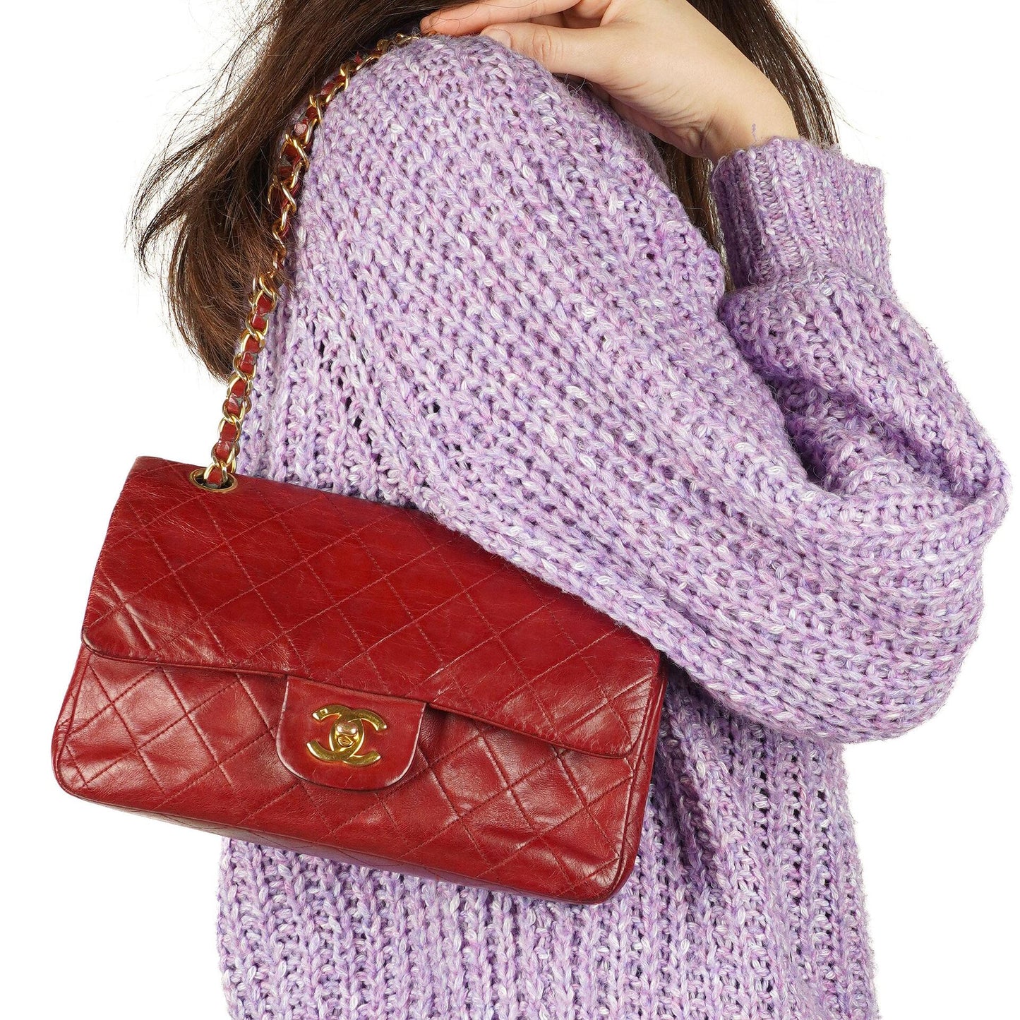 Chanel Small Classic Double Flap Bag Red Quilted Lambskin 24K Gold-Plated Hardware