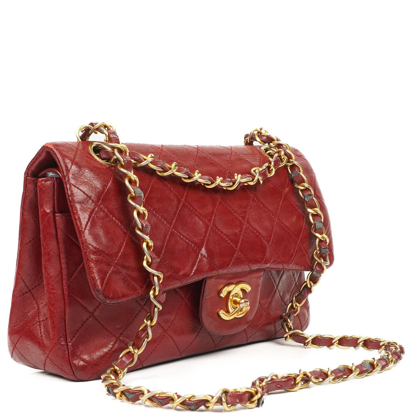 Chanel Small Classic Double Flap Bag Red Quilted Lambskin 24K Gold-Plated Hardware