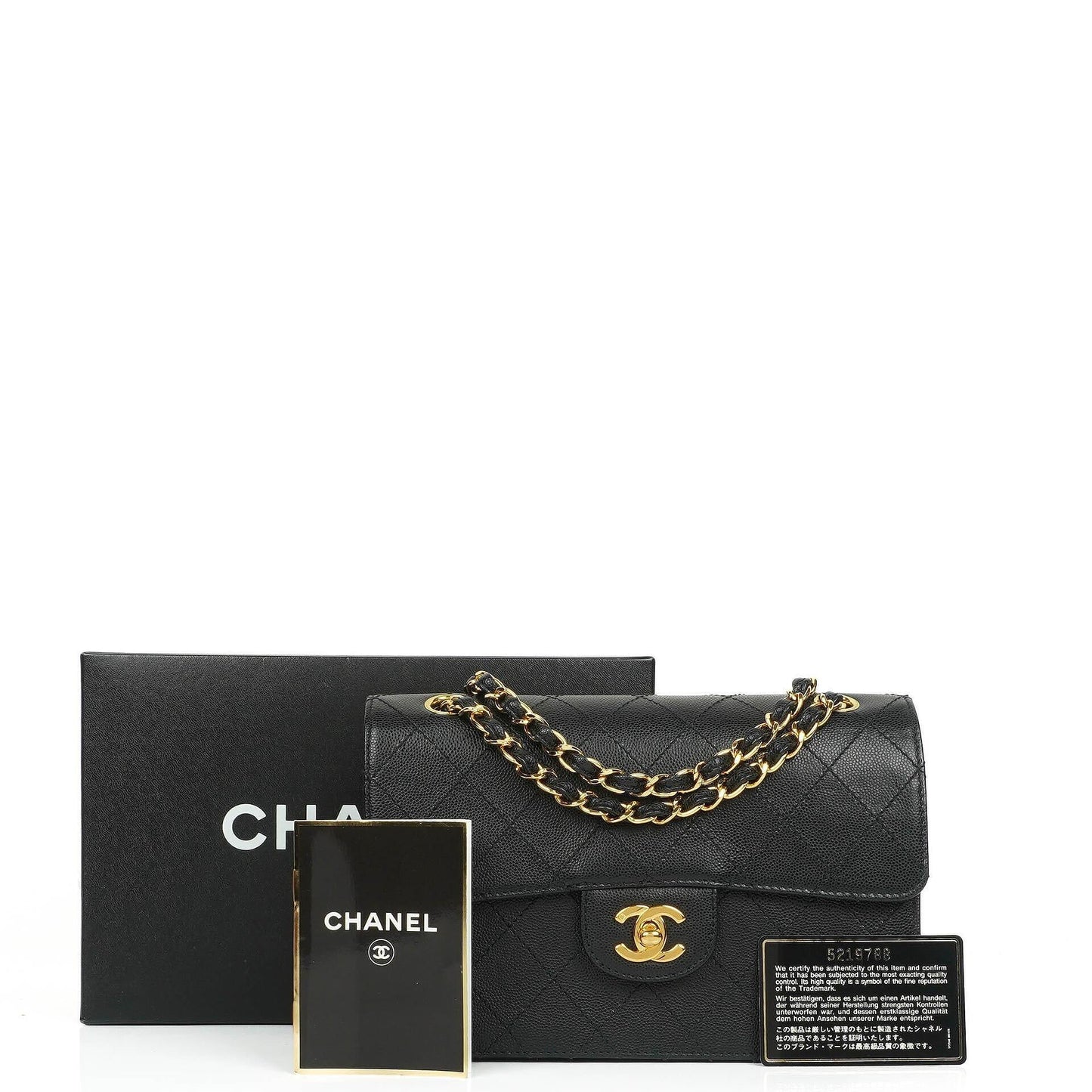 Chanel Small Classic Flap Bag Black Caviar 24K Gold Hardware