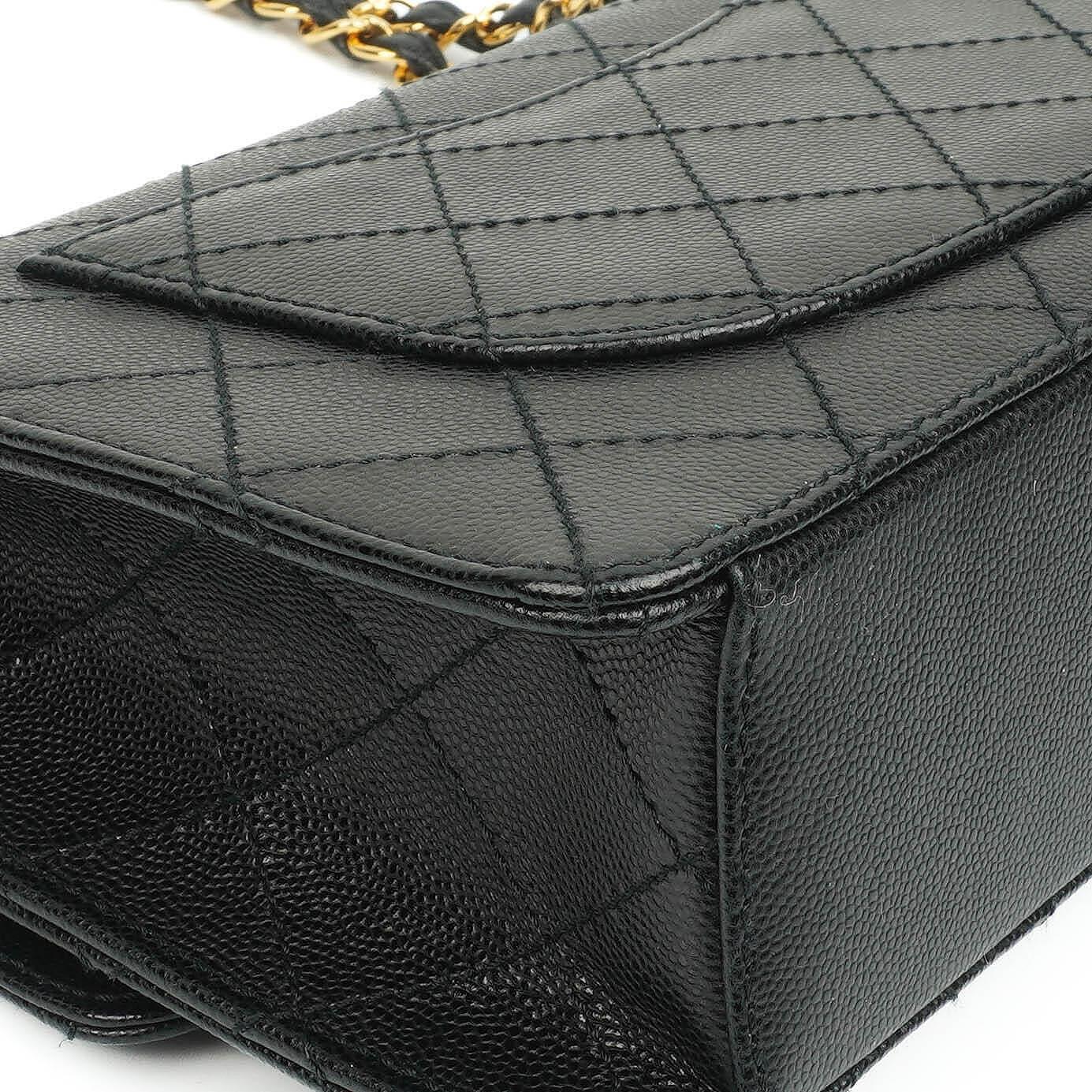 Chanel Small Classic Flap Bag Black Caviar 24K Gold Hardware