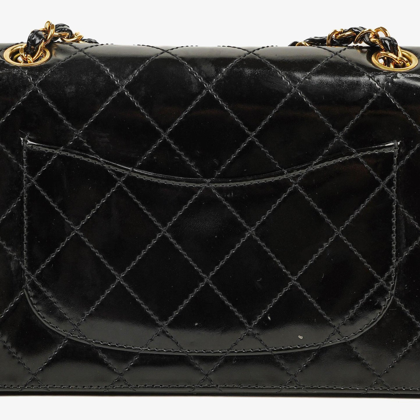 Chanel Small Classic Single Flap Bag Black Patent Quilted Leather With 24K Gold-Plated Hardware