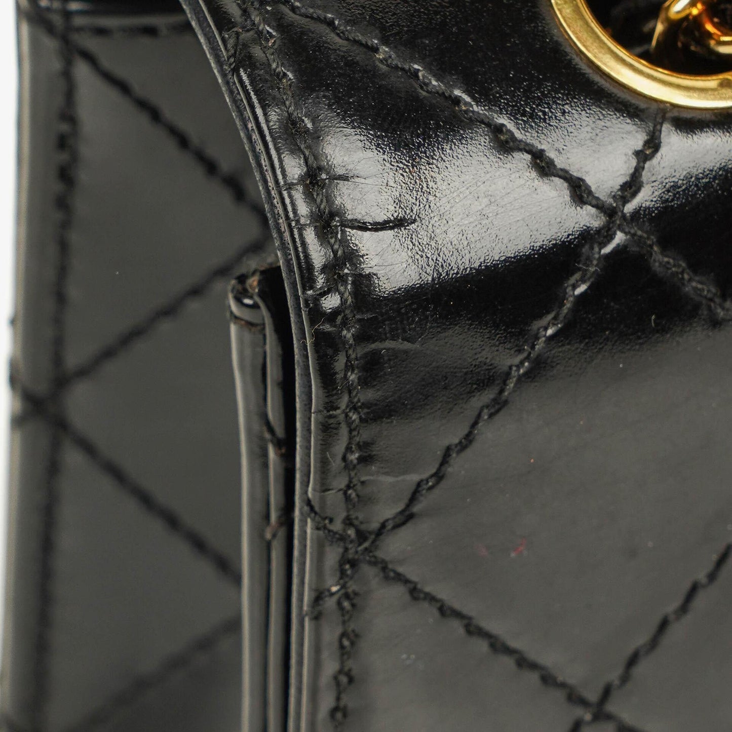 Chanel Small Classic Single Flap Bag Black Patent Quilted Leather With 24K Gold-Plated Hardware