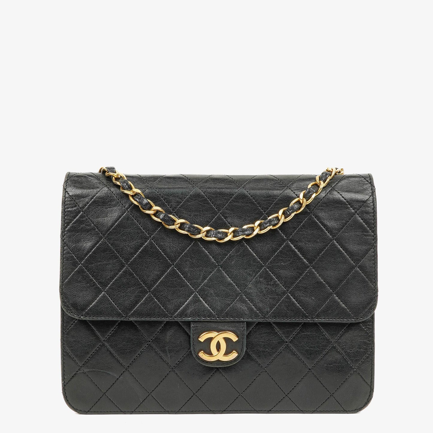Chanel Small Classic Single Flap Bag In Navy Quilted Lambskin With 24K Gold-Plated Hardware