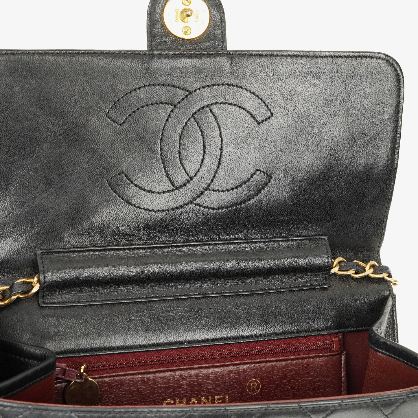 Chanel Small Classic Single Flap Bag In Navy Quilted Lambskin With 24K Gold-Plated Hardware