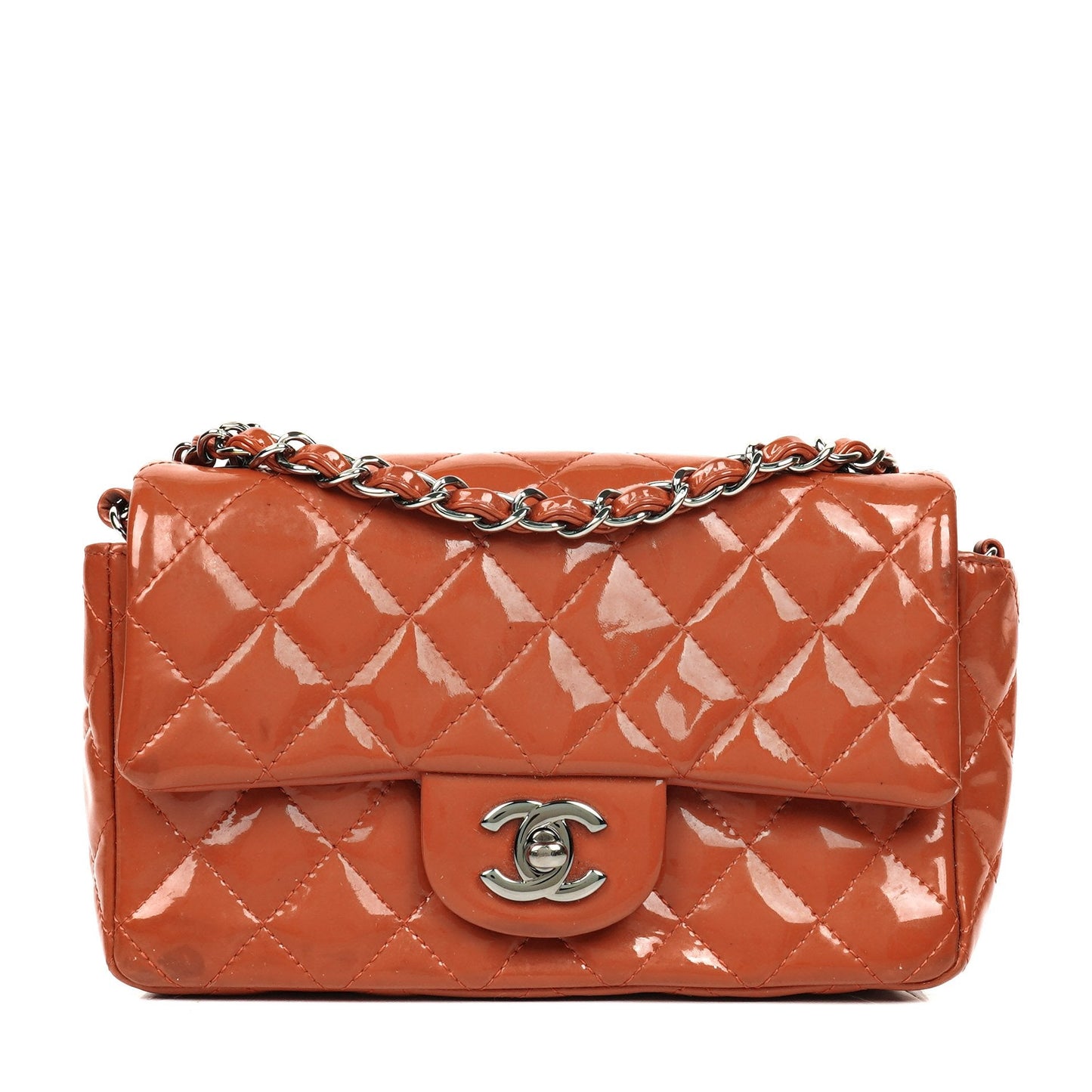 Chanel Small Classic Single Flap Bag Quilted Patent Leather With Silver-Tone Hardware