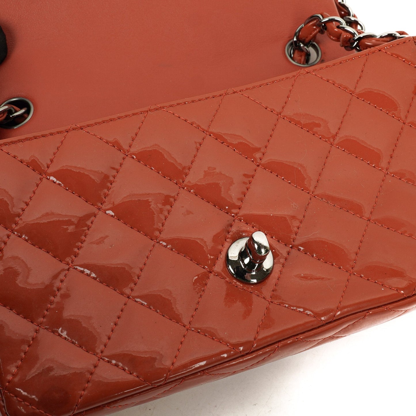 Chanel Small Classic Single Flap Bag Quilted Patent Leather With Silver-Tone Hardware