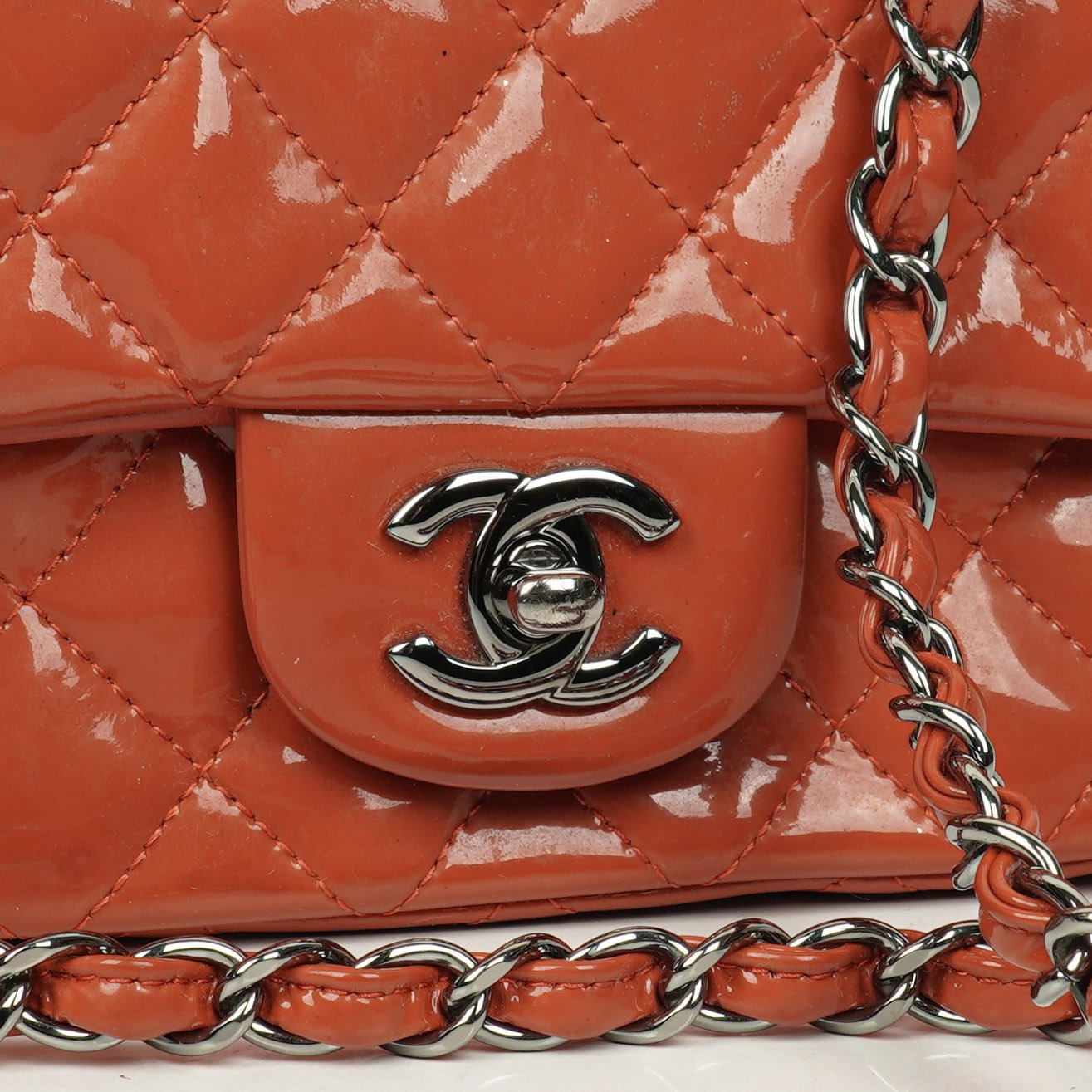 Chanel Small Classic Single Flap Bag Quilted Patent Leather With Silver-Tone Hardware
