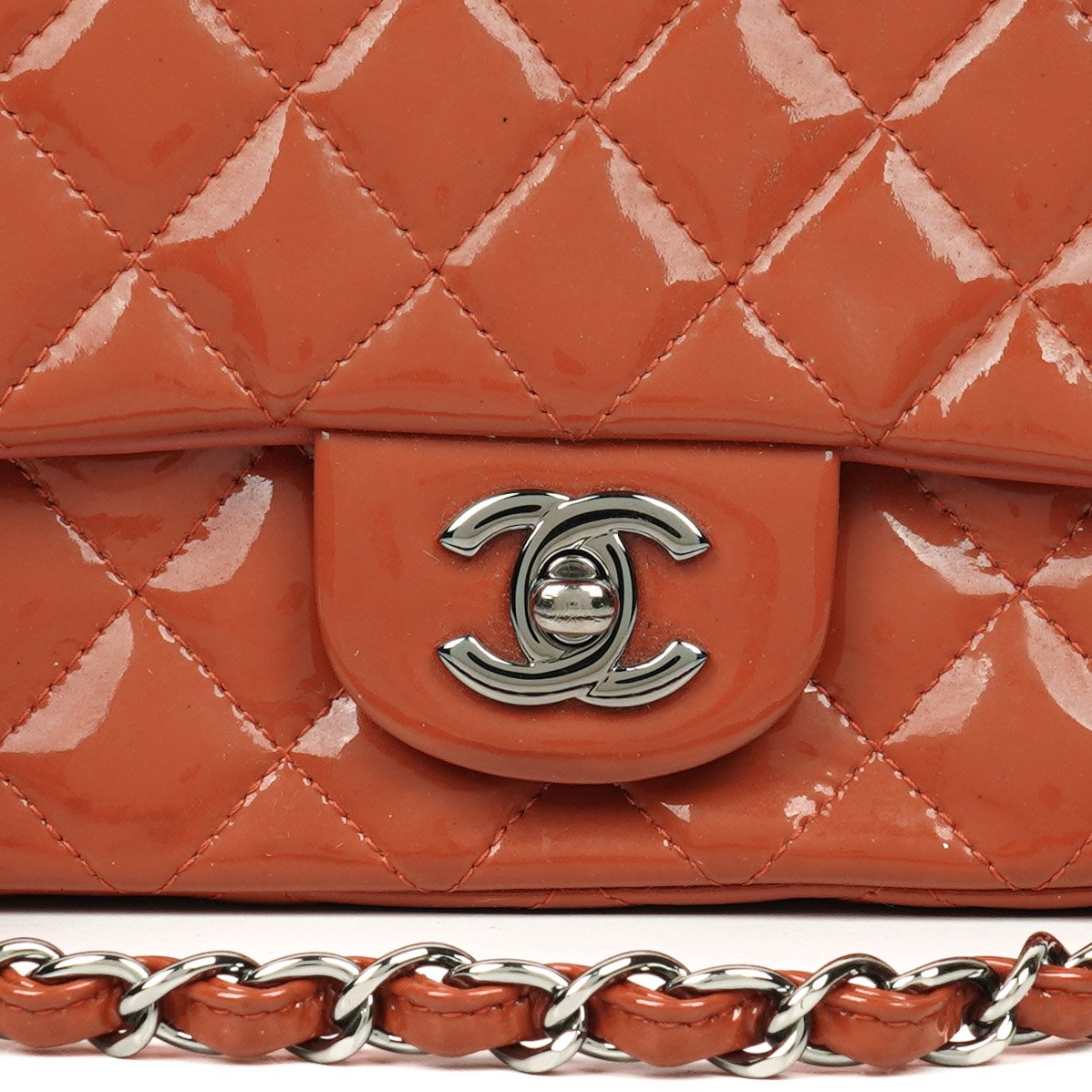 Chanel Small Classic Single Flap Bag Quilted Patent Leather With Silver-Tone Hardware