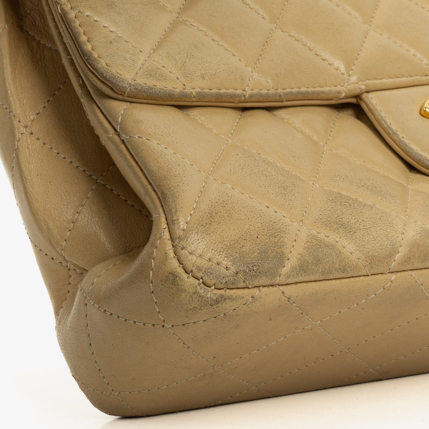 Chanel Small Double Sided Flap Bag Beige Quilted Lambskin 24K Gold-Plated Hardware