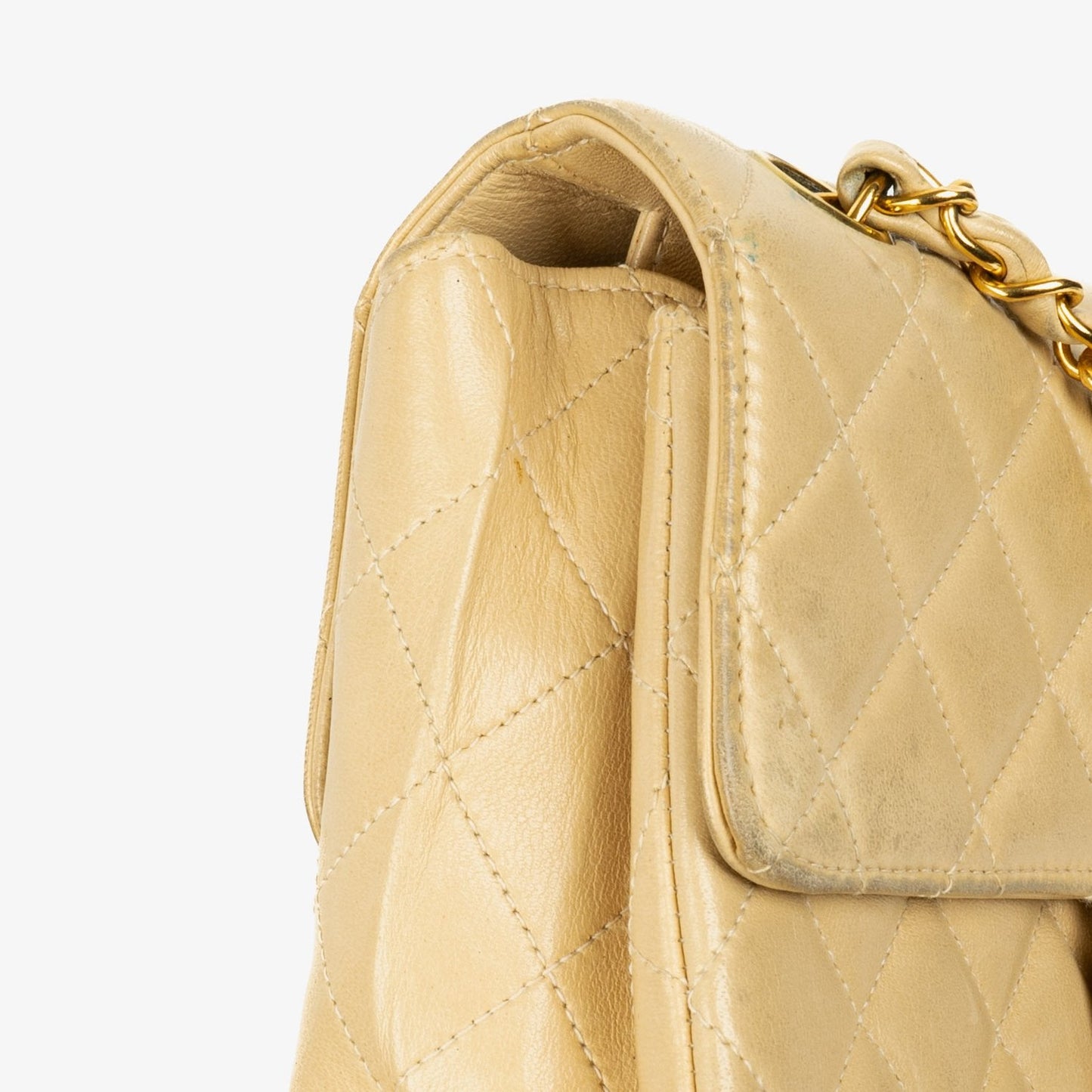 Chanel Small Double Sided Flap Bag Beige Quilted Lambskin 24K Gold-Plated Hardware