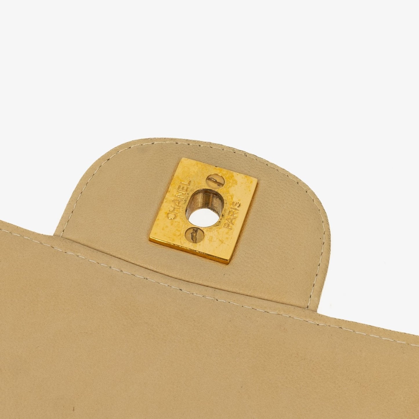 Chanel Small Double Sided Flap Bag Beige Quilted Lambskin 24K Gold-Plated Hardware