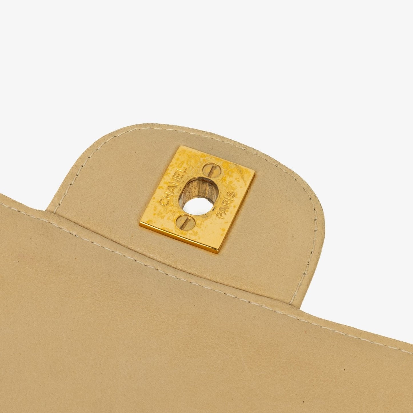 Chanel Small Double Sided Flap Bag Beige Quilted Lambskin 24K Gold-Plated Hardware