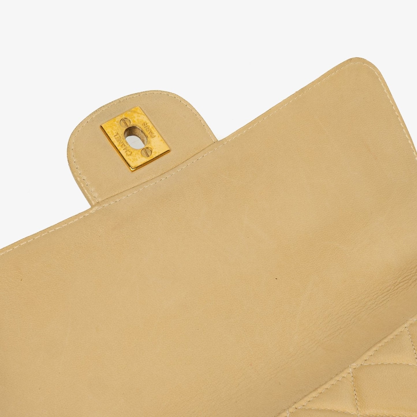 Chanel Small Double Sided Flap Bag Beige Quilted Lambskin 24K Gold-Plated Hardware