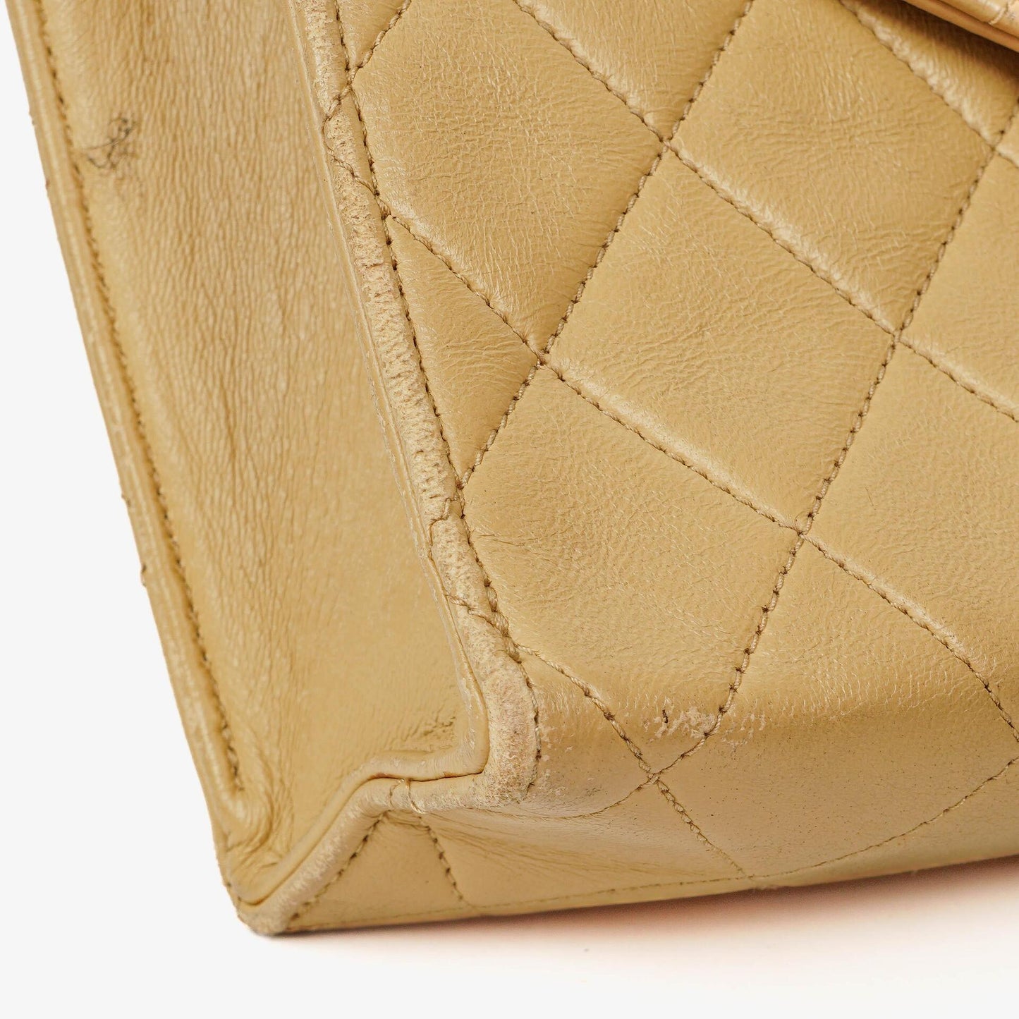 Chanel Small Envelope Maxi CC Logo Flap Bag Beige Quilted Lambskin With 24K Gold-Plated Hardware