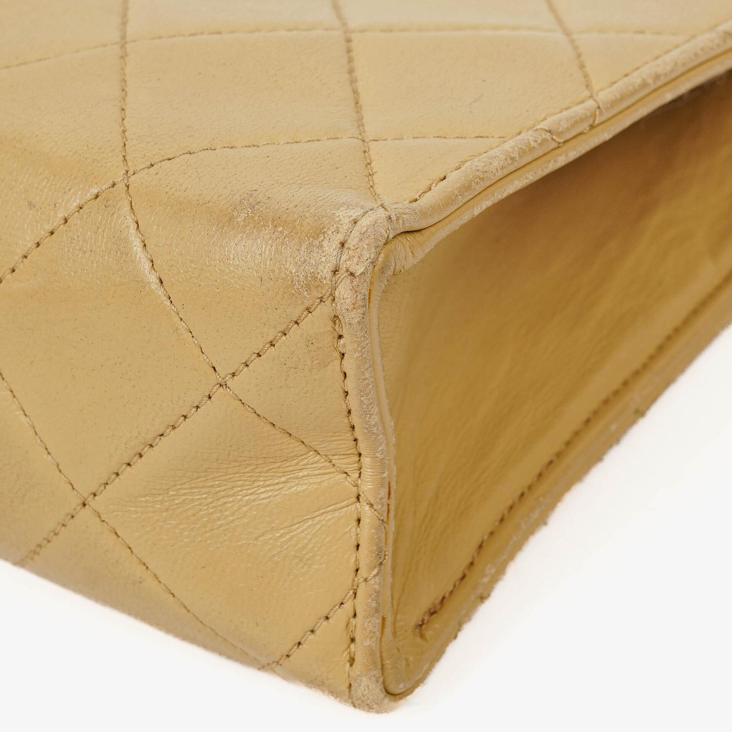 Chanel Small Envelope Maxi CC Logo Flap Bag Beige Quilted Lambskin With 24K Gold-Plated Hardware
