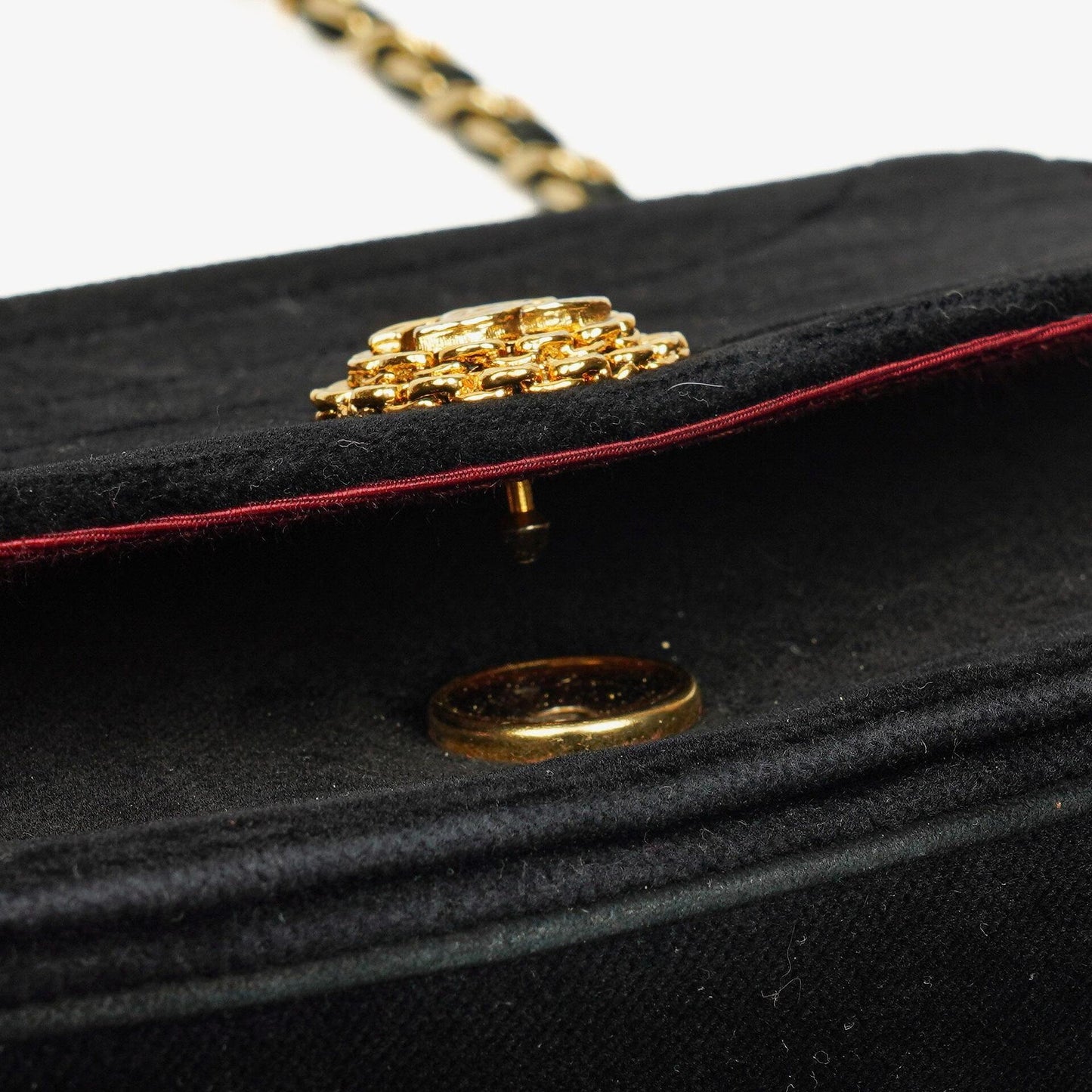 Chanel Small Half-Moon Black Velvet Flap Bag