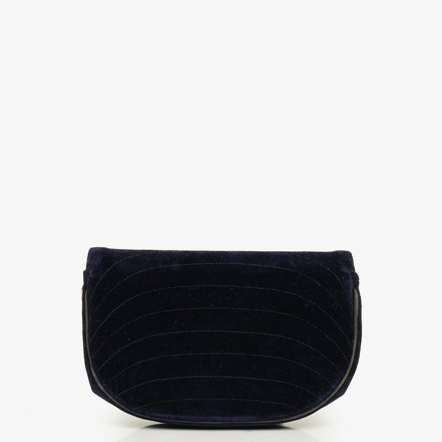 Chanel Small Half-Moon Navy Velvet Flap Bag