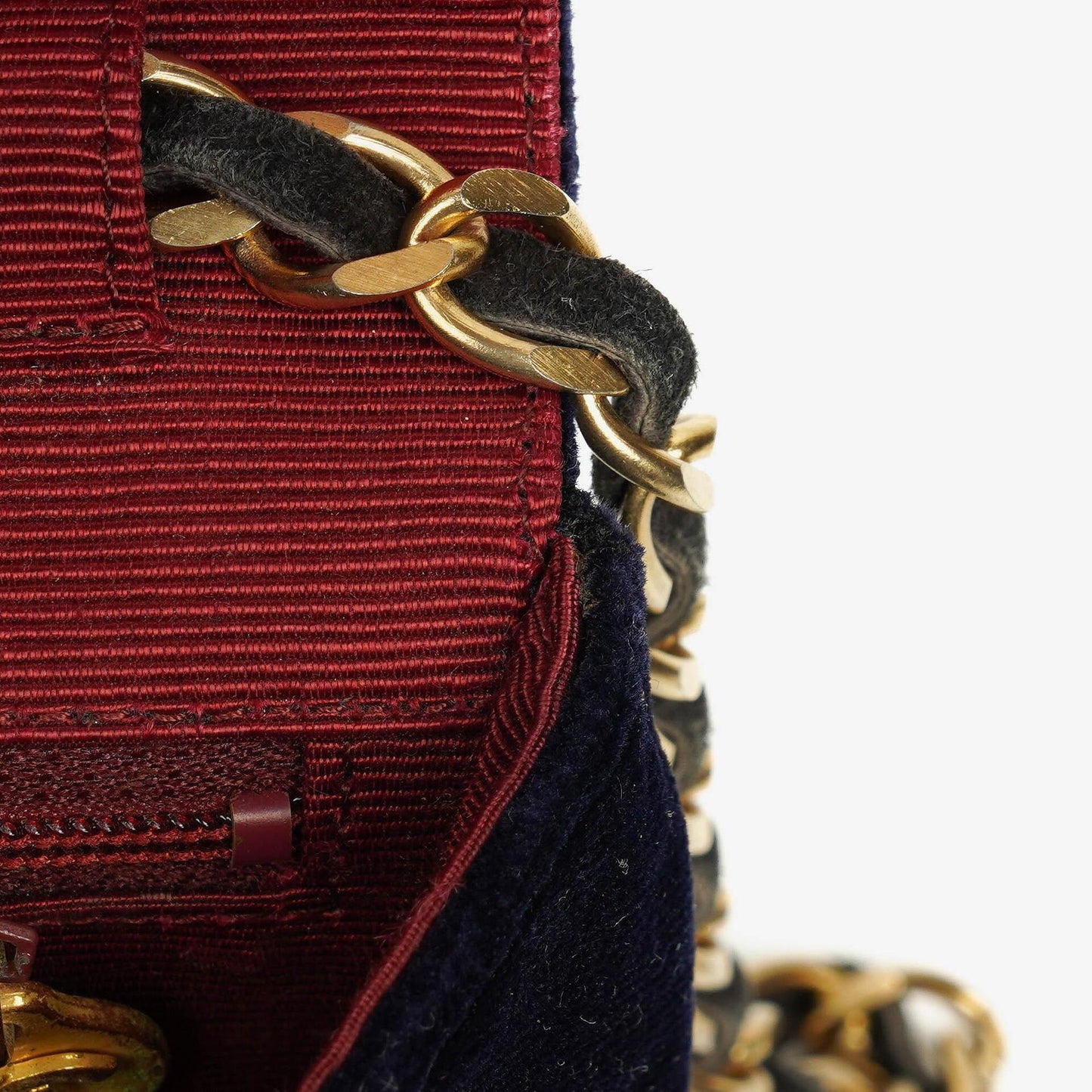 Chanel Small Half-Moon Navy Velvet Flap Bag