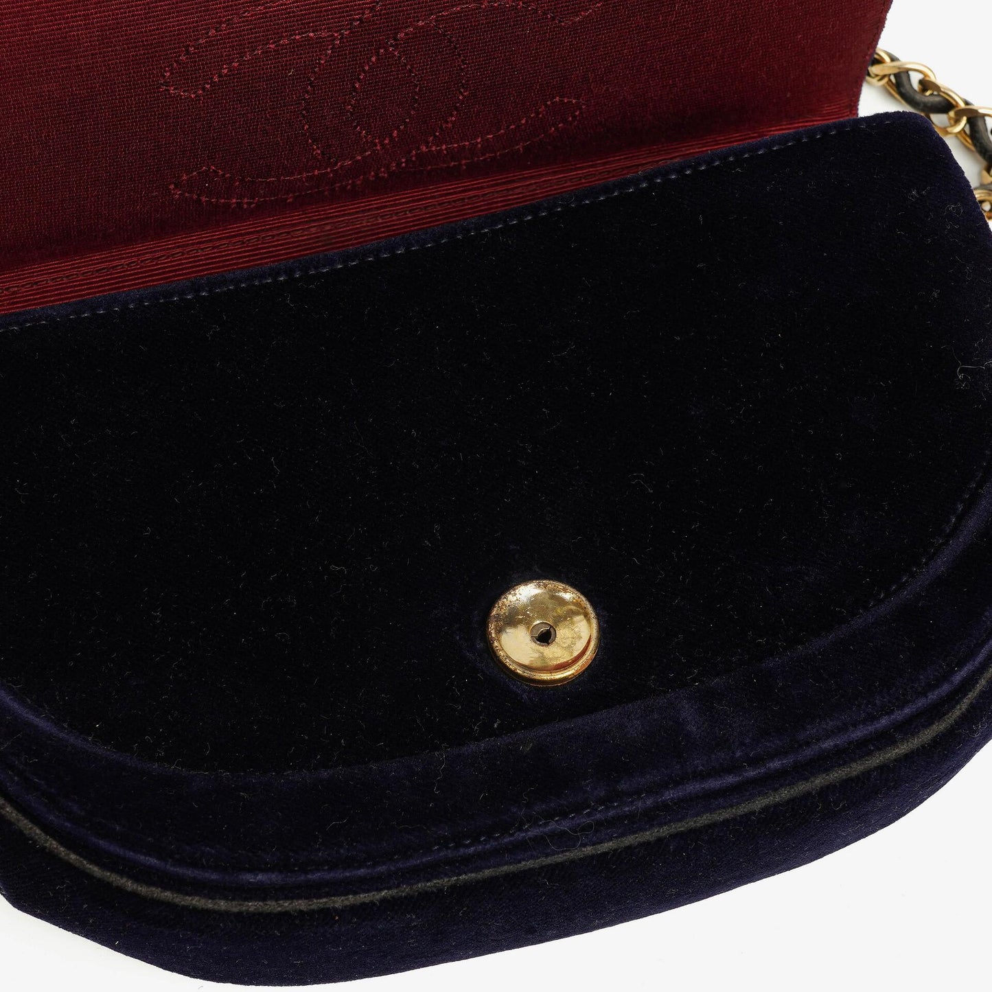 Chanel Small Half-Moon Navy Velvet Flap Bag