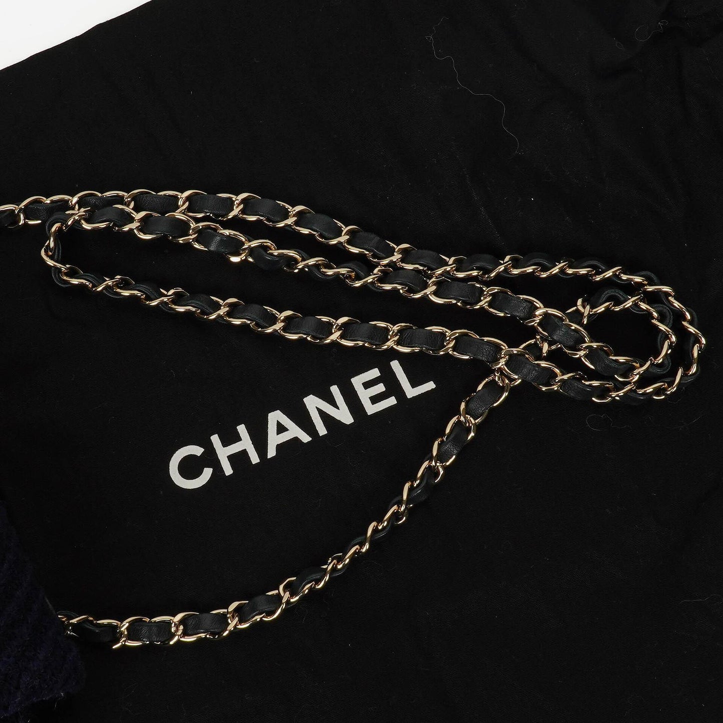 Chanel Small Navy Paris-Hamburg Cable Knit Fabric With Calfskin Flap Bag