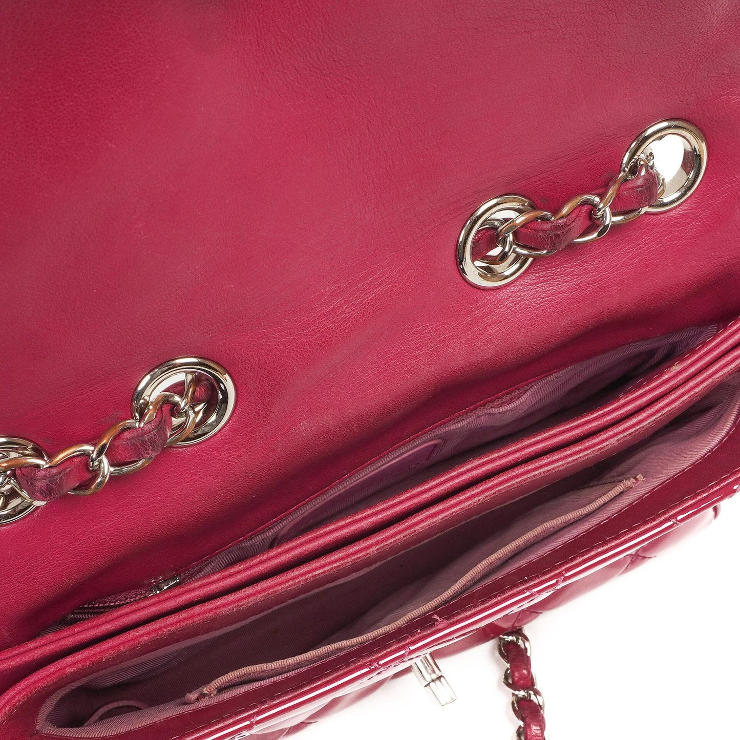 Chanel Small Rock In Rome Single Flap Bag Quilted Patent Leather Silver-Tone Hardware