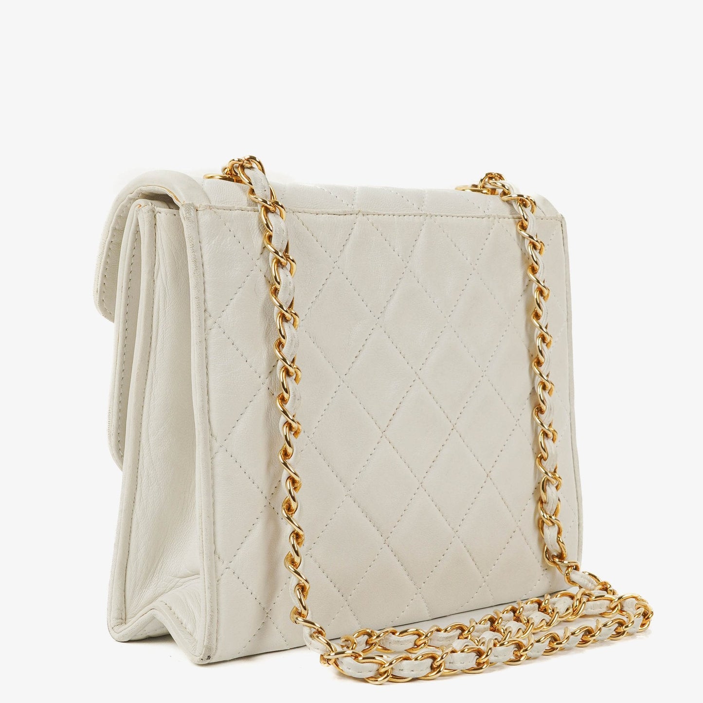 Chanel Small Tassel Flap Bag White Quilted Lambskin Bag