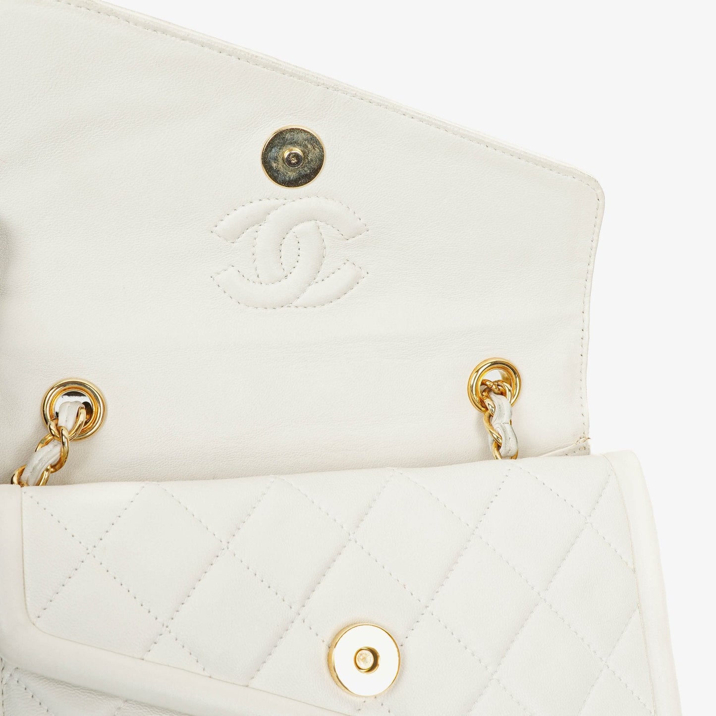 Chanel Small Tassel Flap Bag White Quilted Lambskin Bag