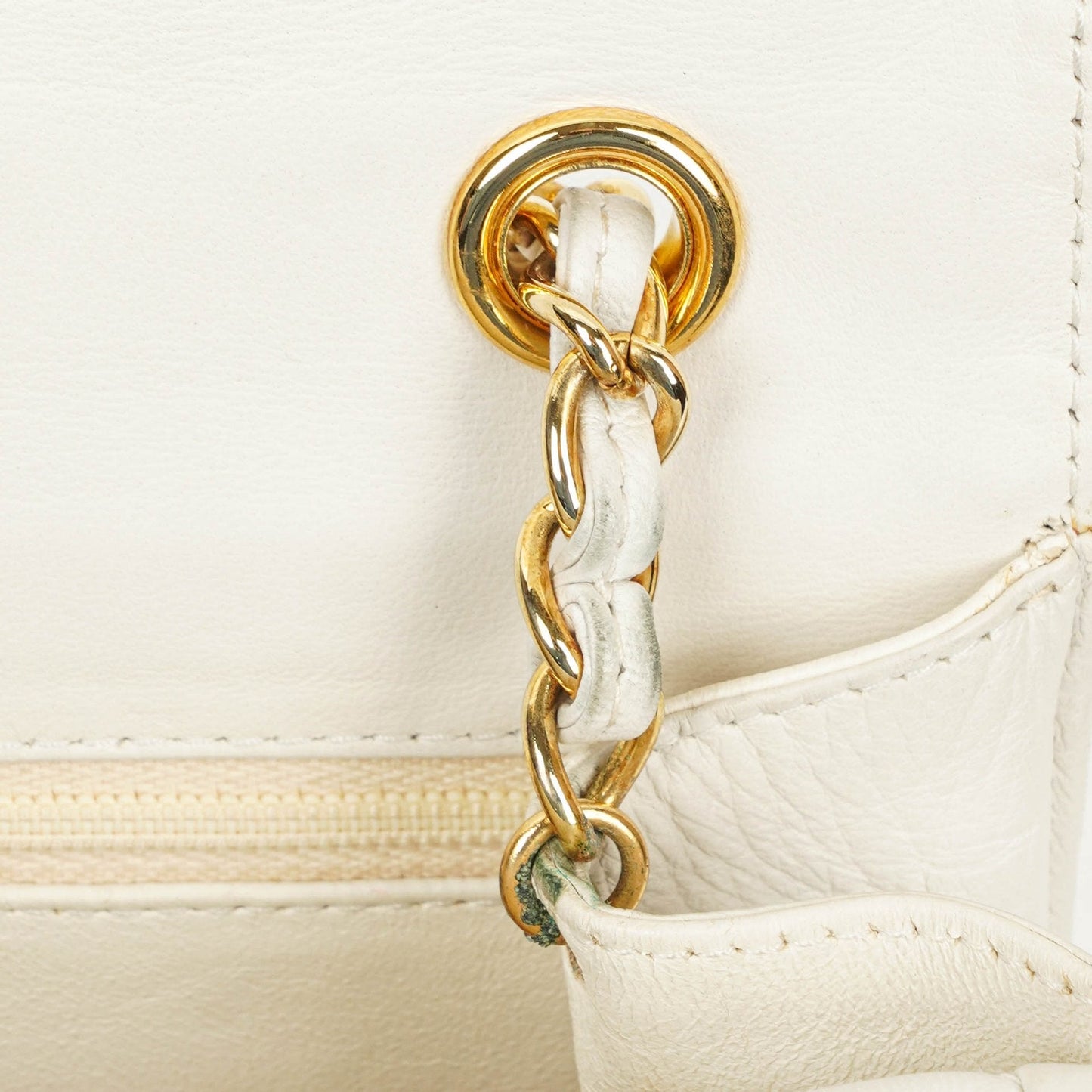 Chanel Small Tassel Flap Bag White Quilted Lambskin Bag
