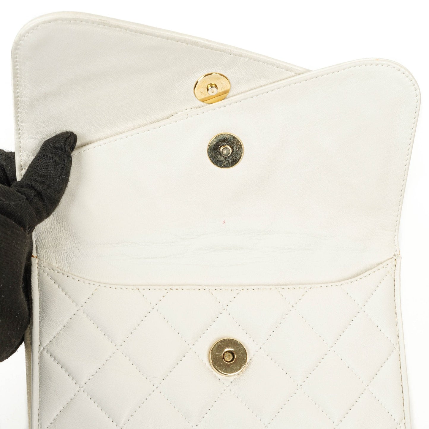 Chanel Small Tassel Flap Bag White Quilted Lambskin Bag