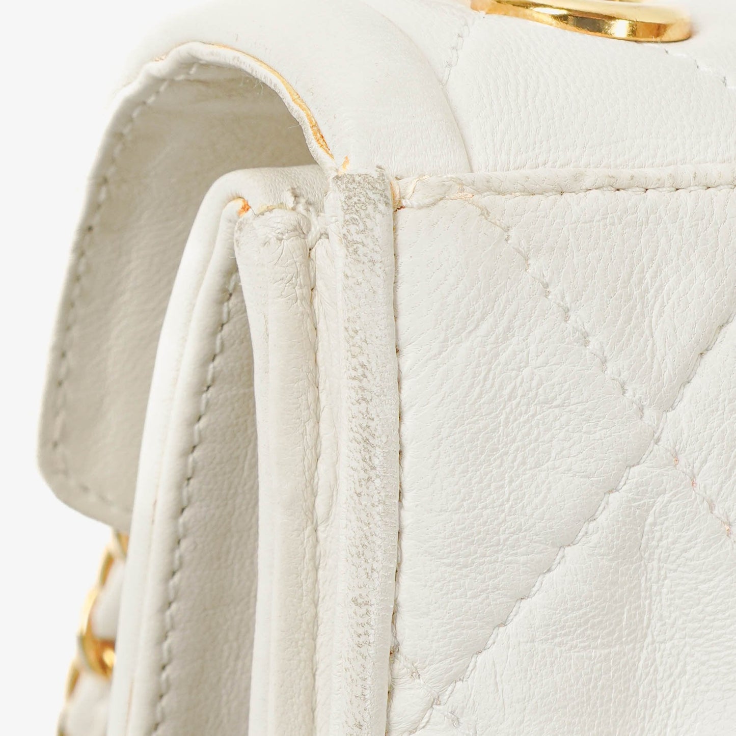 Chanel Small Tassel Flap Bag White Quilted Lambskin Bag
