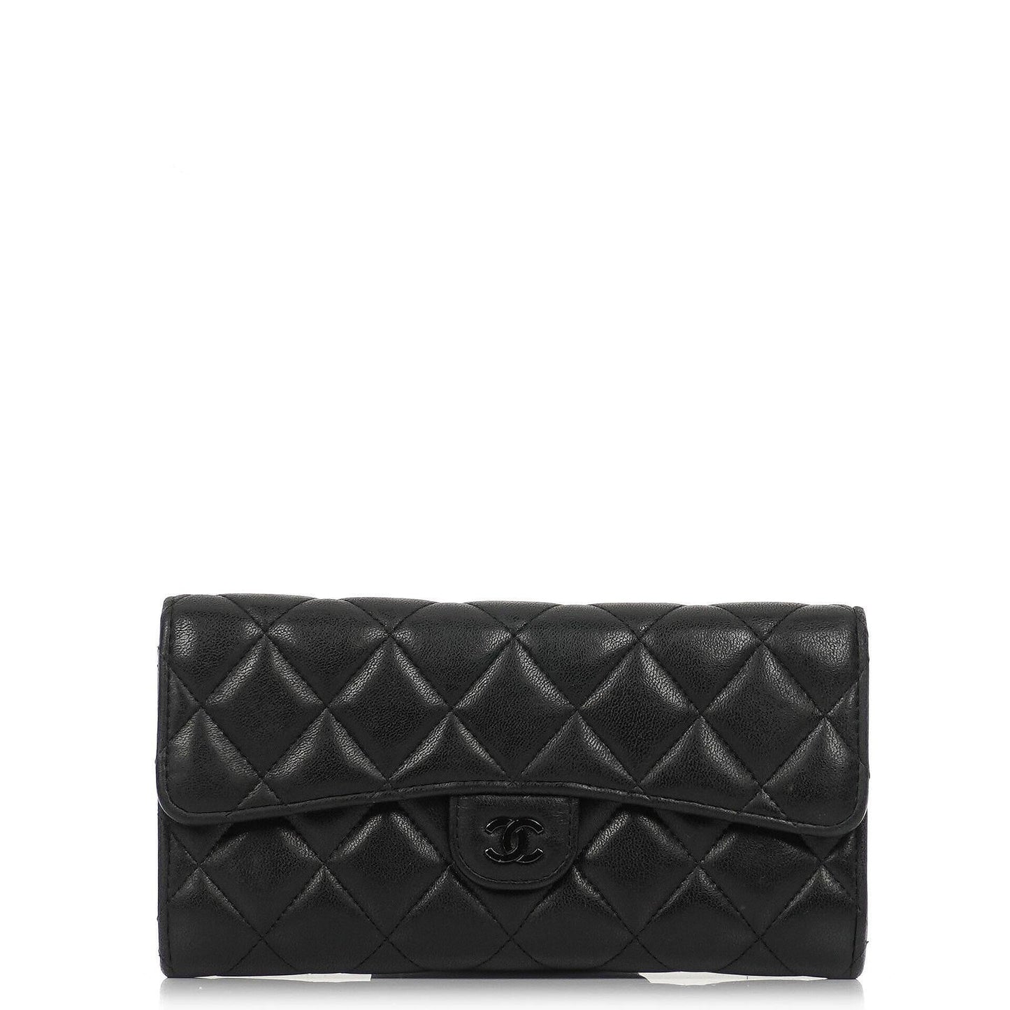 Chanel So Black Large Quilted Lambskin Flap Wallet