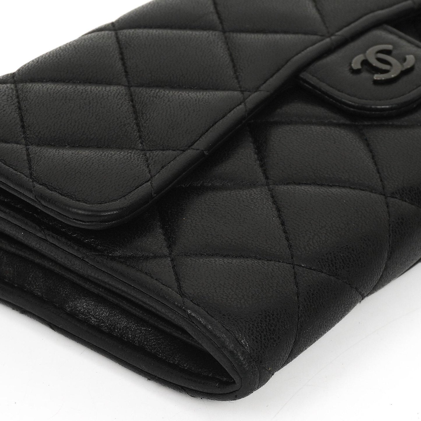 Chanel So Black Large Quilted Lambskin Flap Wallet